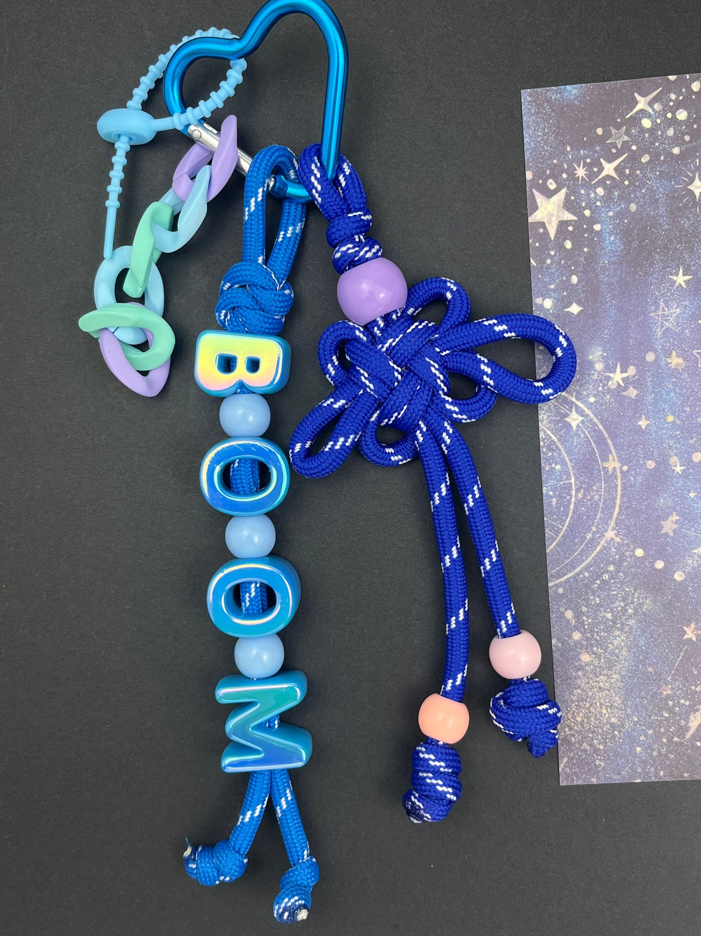 Colorful “BOOM” Knot Keychain | Gradient Color + Creative Charms, Trendy Vibe Overflowing