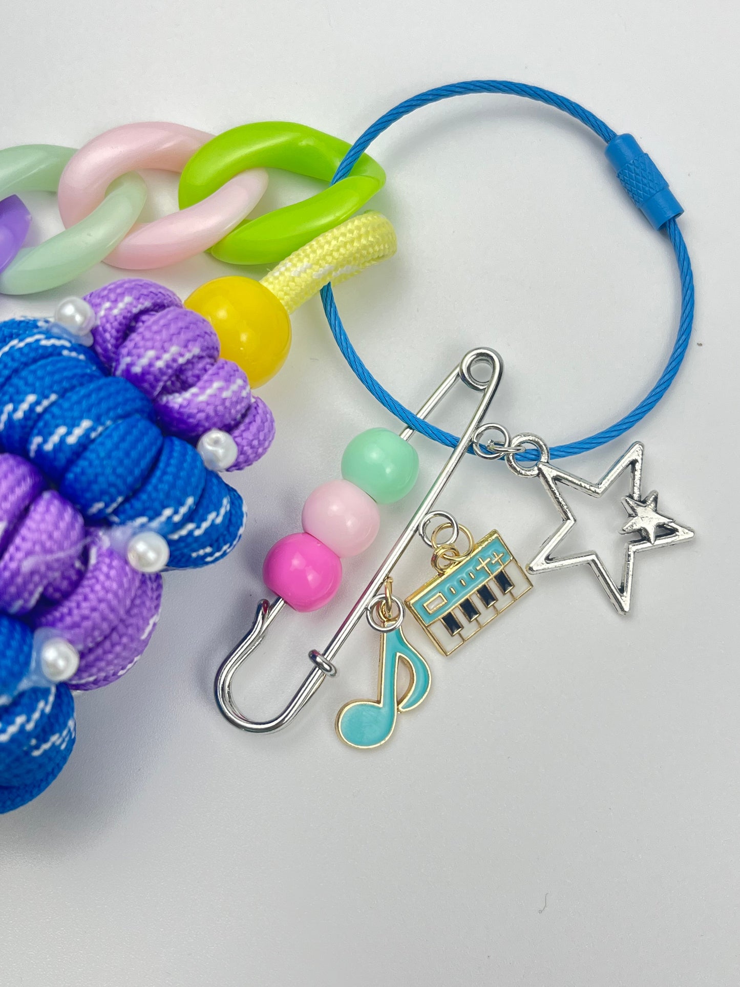 Macaron - Colored Rope - Woven Keychain | Colorful Chains + Music Charms, Full of Sweet - Cool Vibe