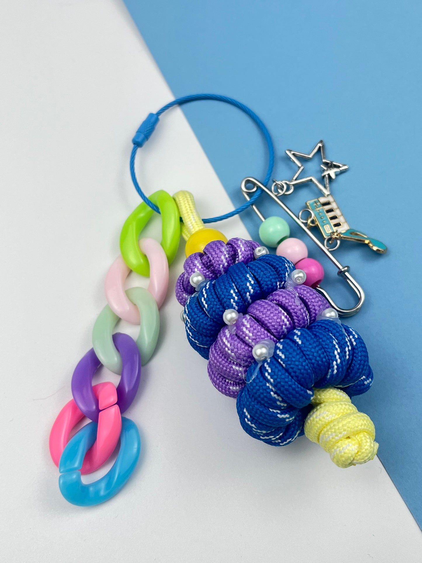 Macaron - Colored Rope - Woven Keychain | Colorful Chains + Music Charms, Full of Sweet - Cool Vibe