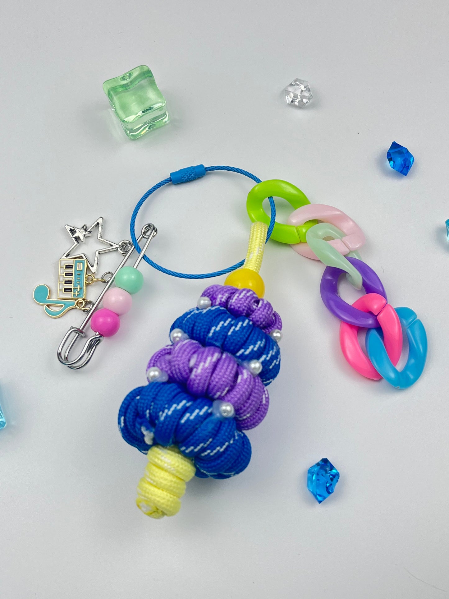 Macaron - Colored Rope - Woven Keychain | Colorful Chains + Music Charms, Full of Sweet - Cool Vibe
