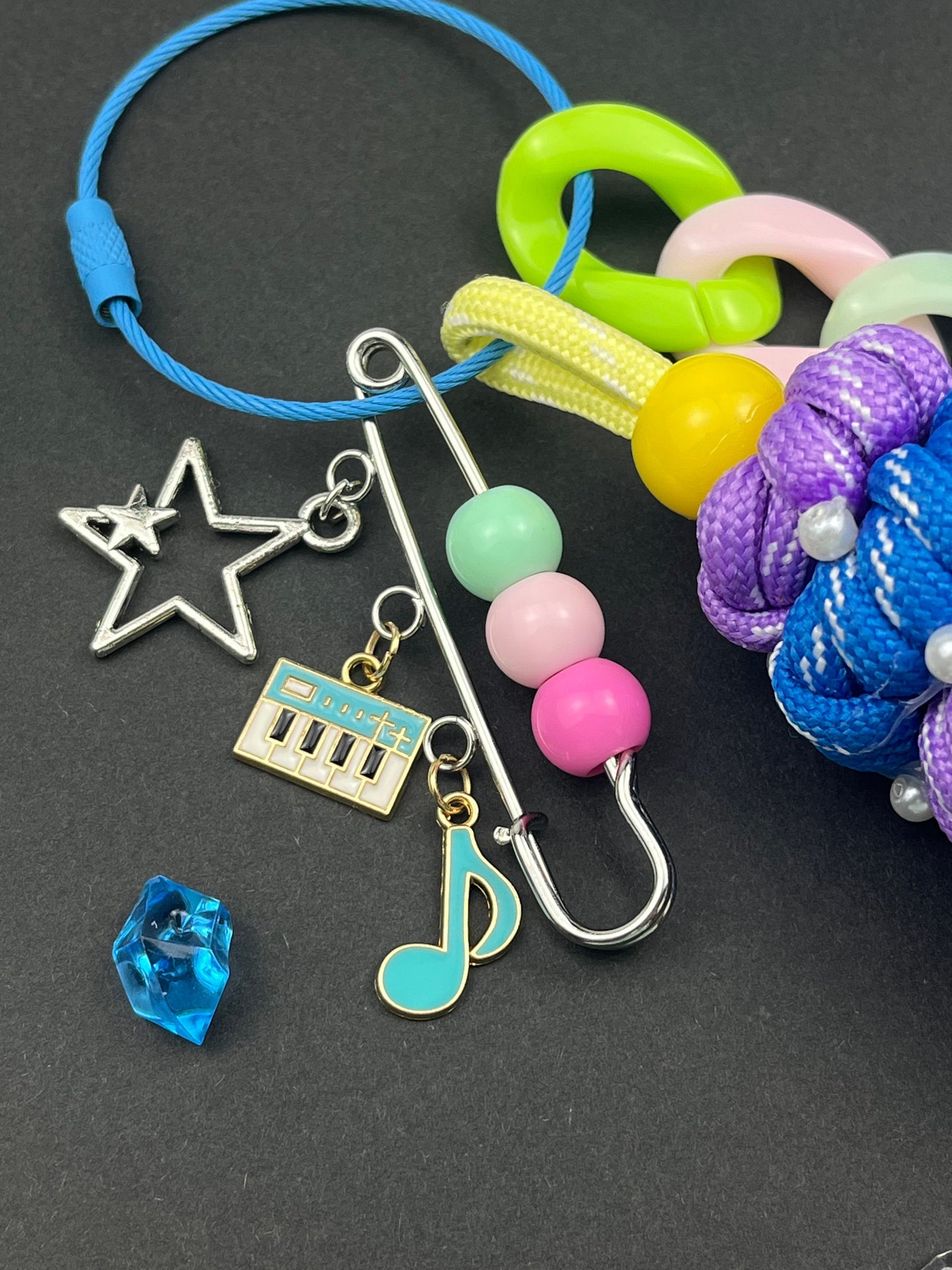 Macaron - Colored Rope - Woven Keychain | Colorful Chains + Music Charms, Full of Sweet - Cool Vibe