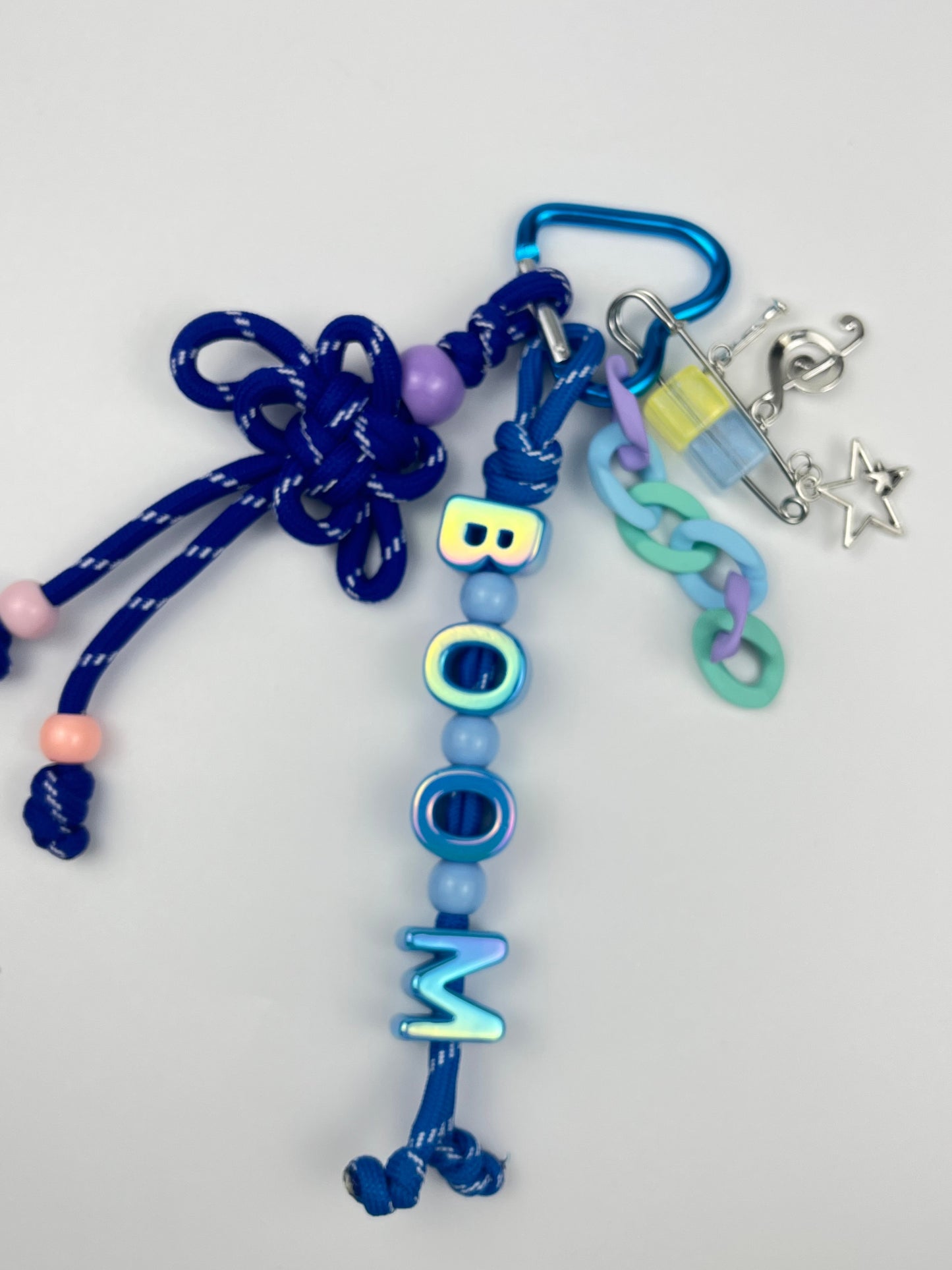Colorful “BOOM” Knot Keychain | Gradient Color + Creative Charms, Trendy Vibe Overflowing