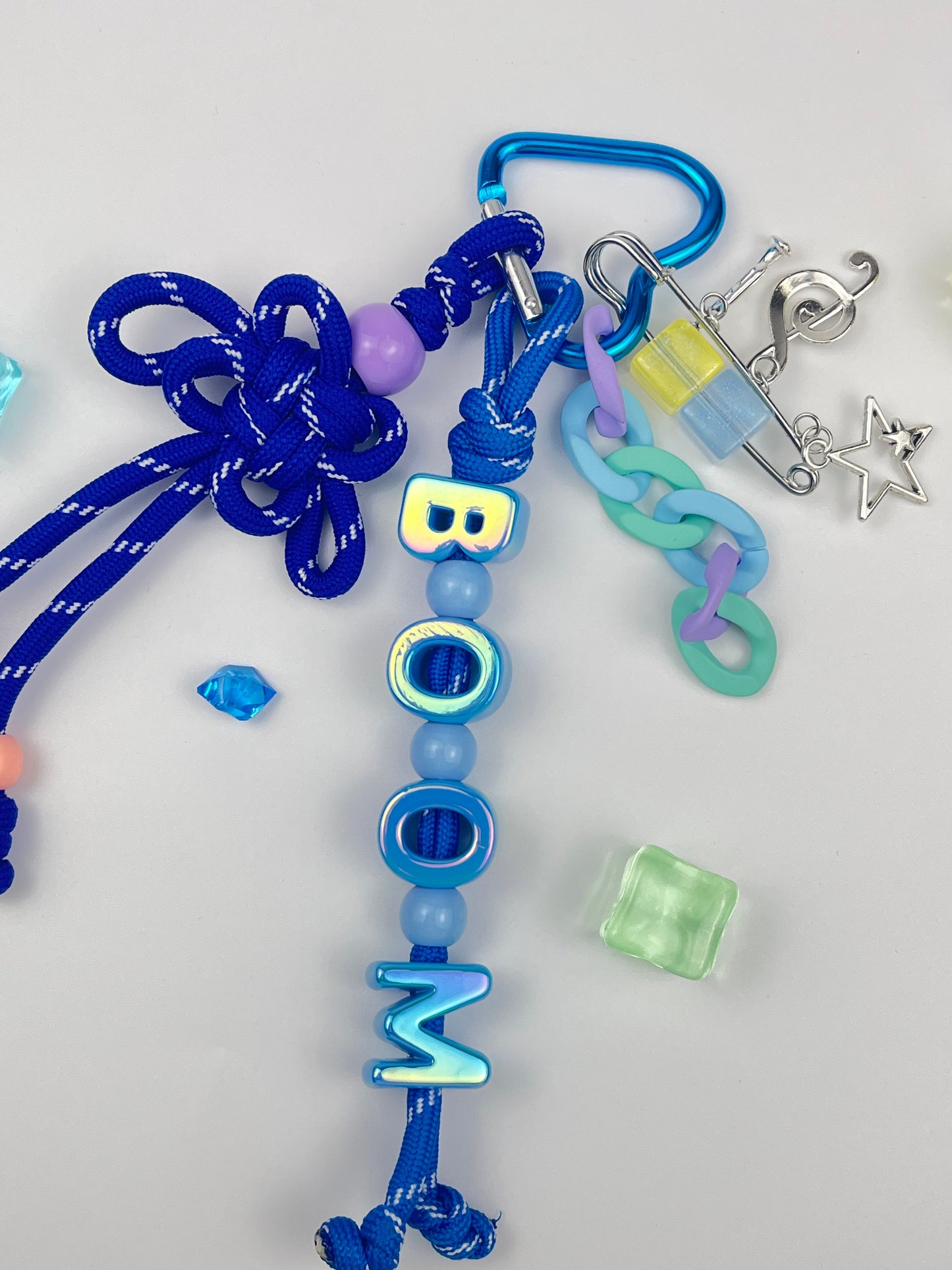 Colorful “BOOM” Knot Keychain | Gradient Color + Creative Charms, Trendy Vibe Overflowing