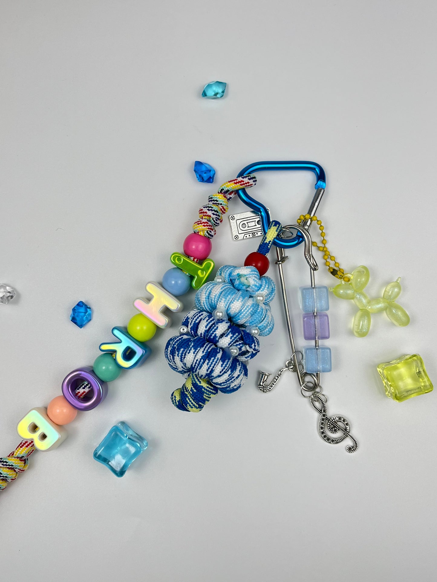 Colorful Alphabet Bead Keychain | Music Elements + Creative Knots, Trendy Vibe Overflowing