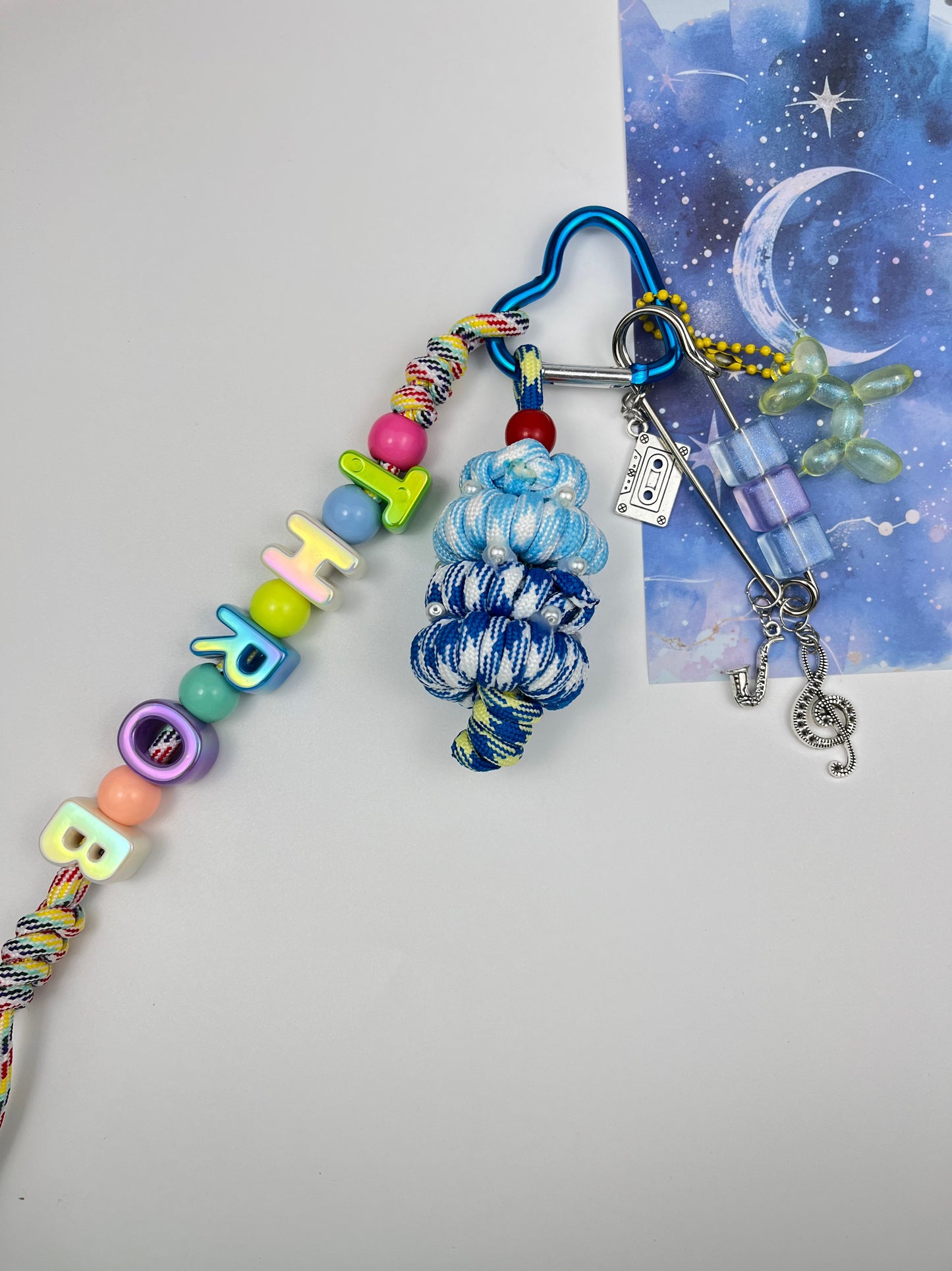 Colorful Alphabet Bead Keychain | Music Elements + Creative Knots, Trendy Vibe Overflowing