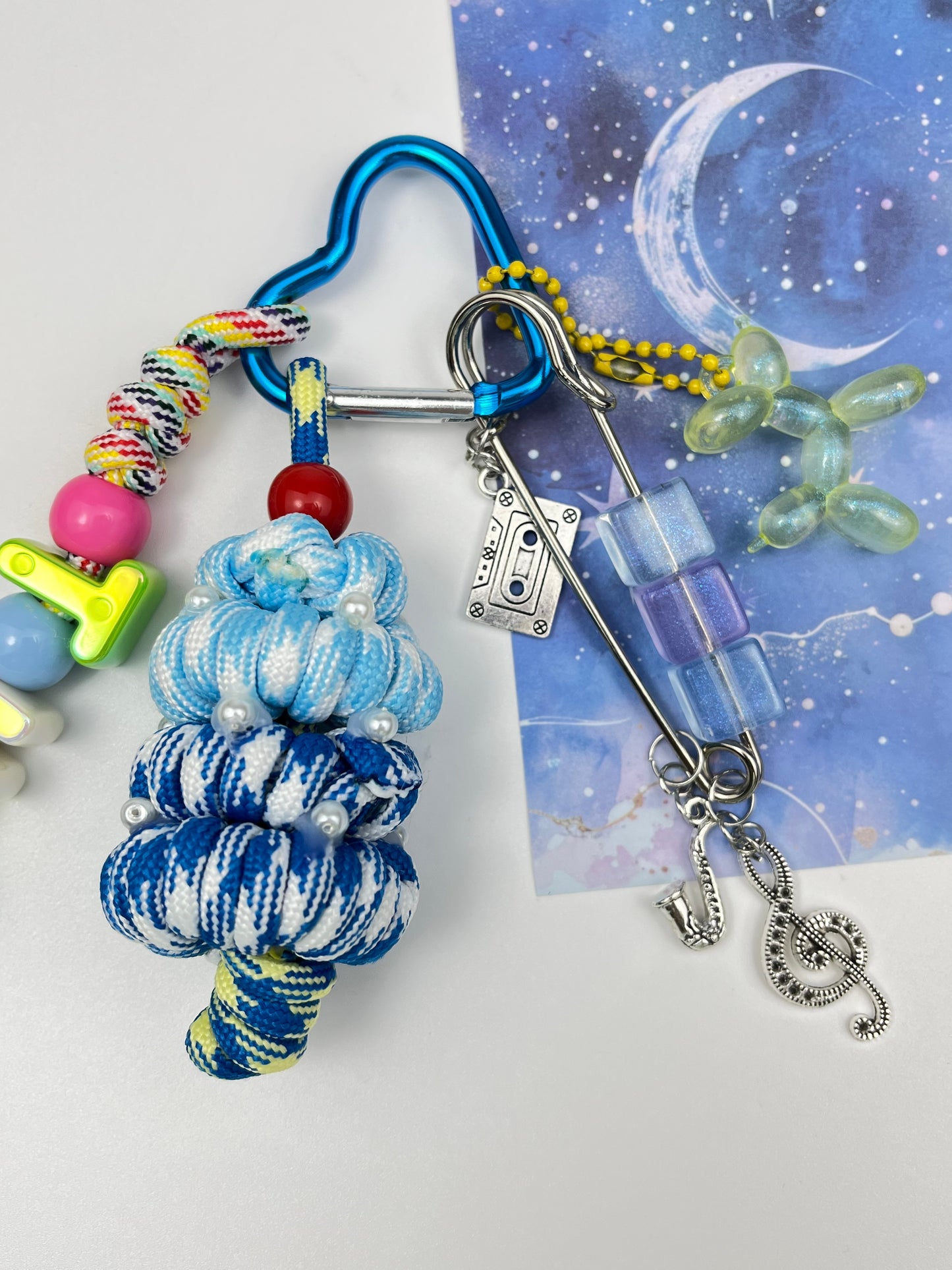Colorful Alphabet Bead Keychain | Music Elements + Creative Knots, Trendy Vibe Overflowing