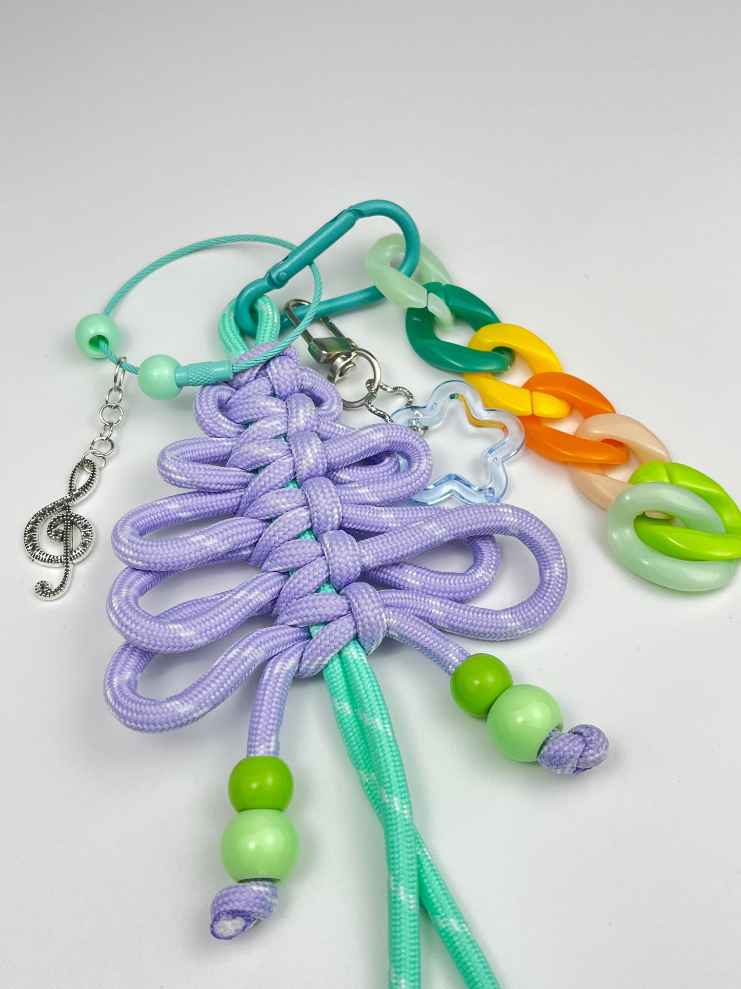 Pastel Chinese Knot Keychain: Colorful Charms & Music Note