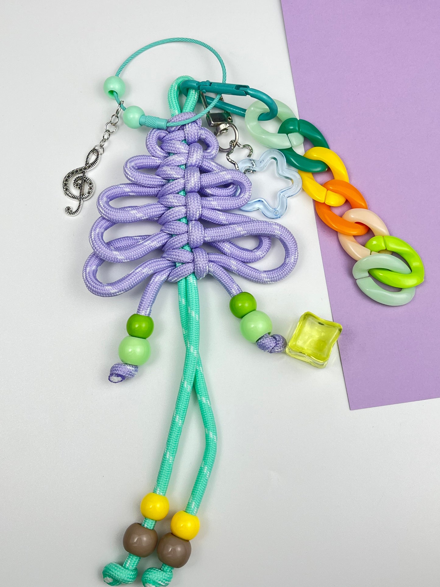 Pastel Chinese Knot Keychain: Colorful Charms & Music Note