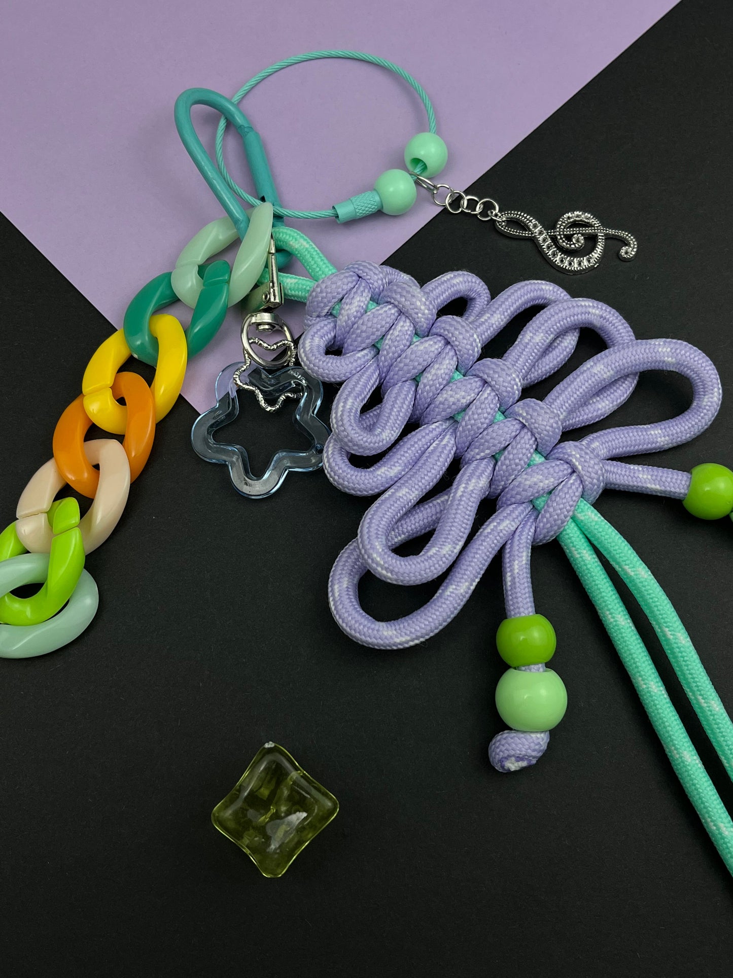 Pastel Chinese Knot Keychain: Colorful Charms & Music Note