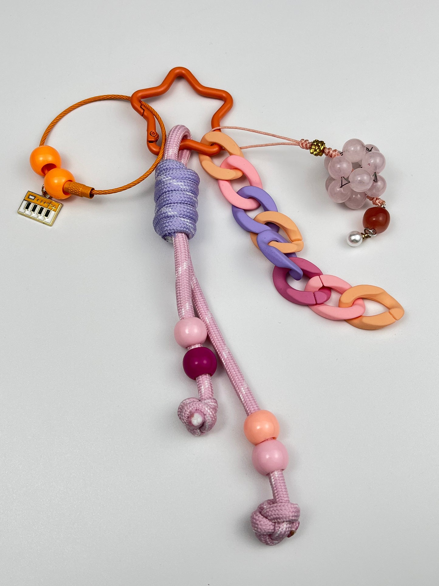Dreamy Macaron - Colored Keychain | Creative Beads + Piano Charm, Stunning Appearance