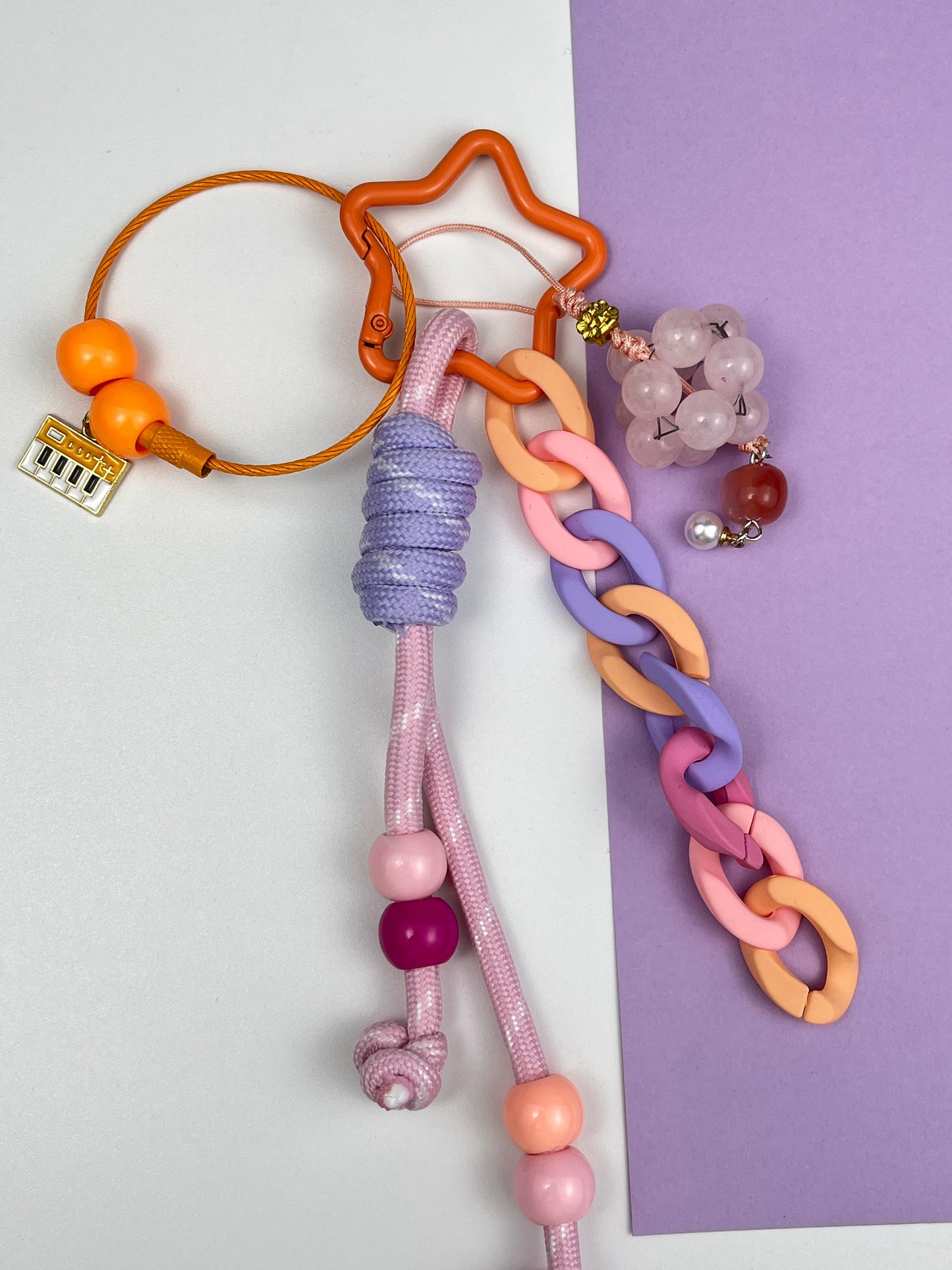 Dreamy Macaron - Colored Keychain | Creative Beads + Piano Charm, Stunning Appearance