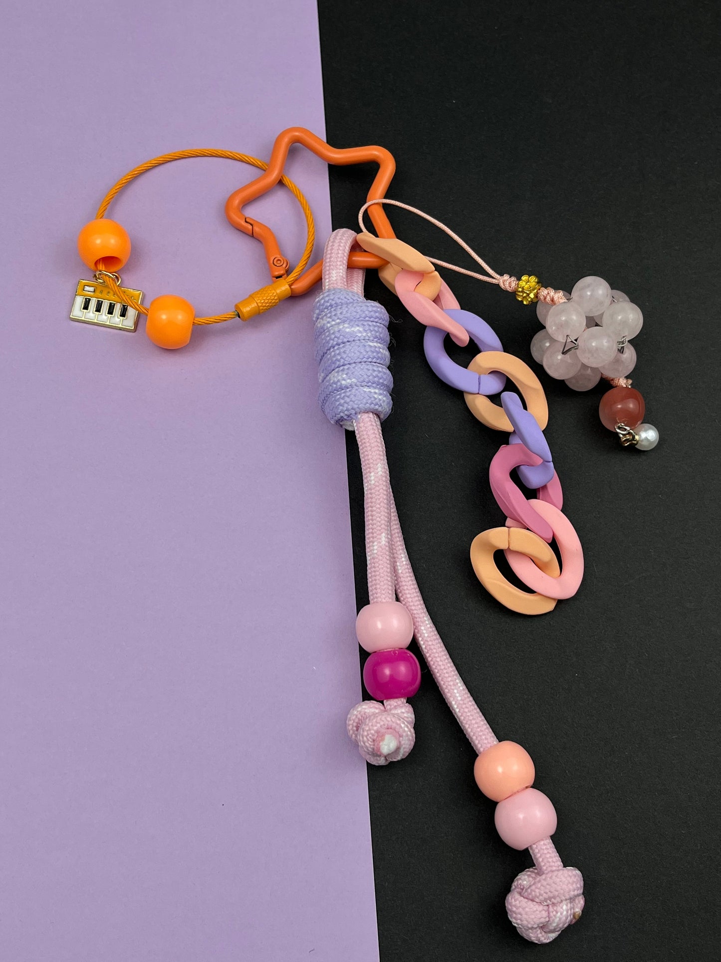 Dreamy Macaron - Colored Keychain | Creative Beads + Piano Charm, Stunning Appearance