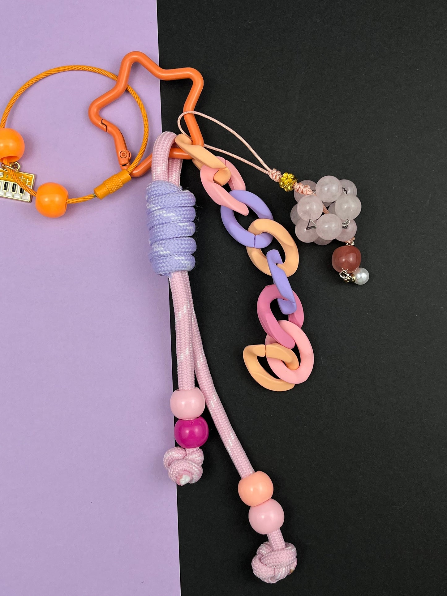 Dreamy Macaron - Colored Keychain | Creative Beads + Piano Charm, Stunning Appearance