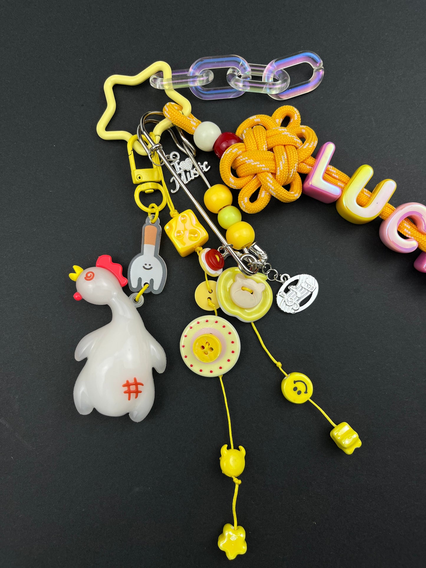 Cute roast duck “LUCKY” Keychain | Creative Charm Combination, Lovely & Eye - Catching