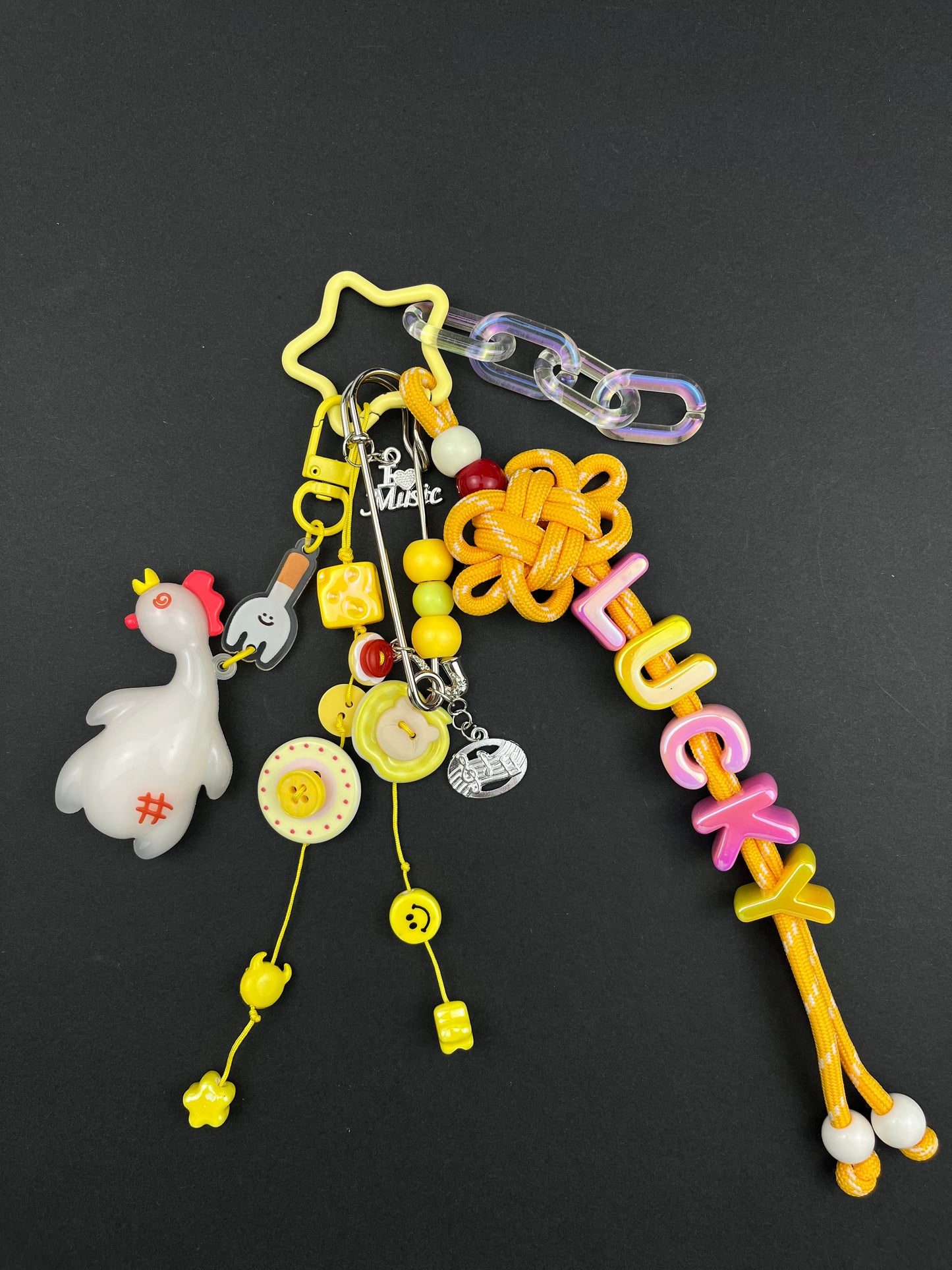 Cute roast duck “LUCKY” Keychain | Creative Charm Combination, Lovely & Eye - Catching