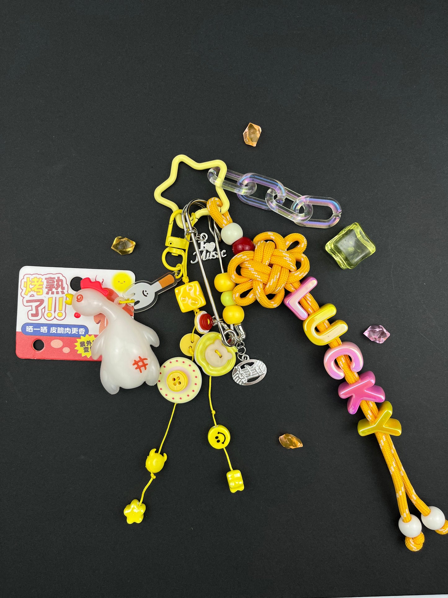 Cute roast duck “LUCKY” Keychain | Creative Charm Combination, Lovely & Eye - Catching