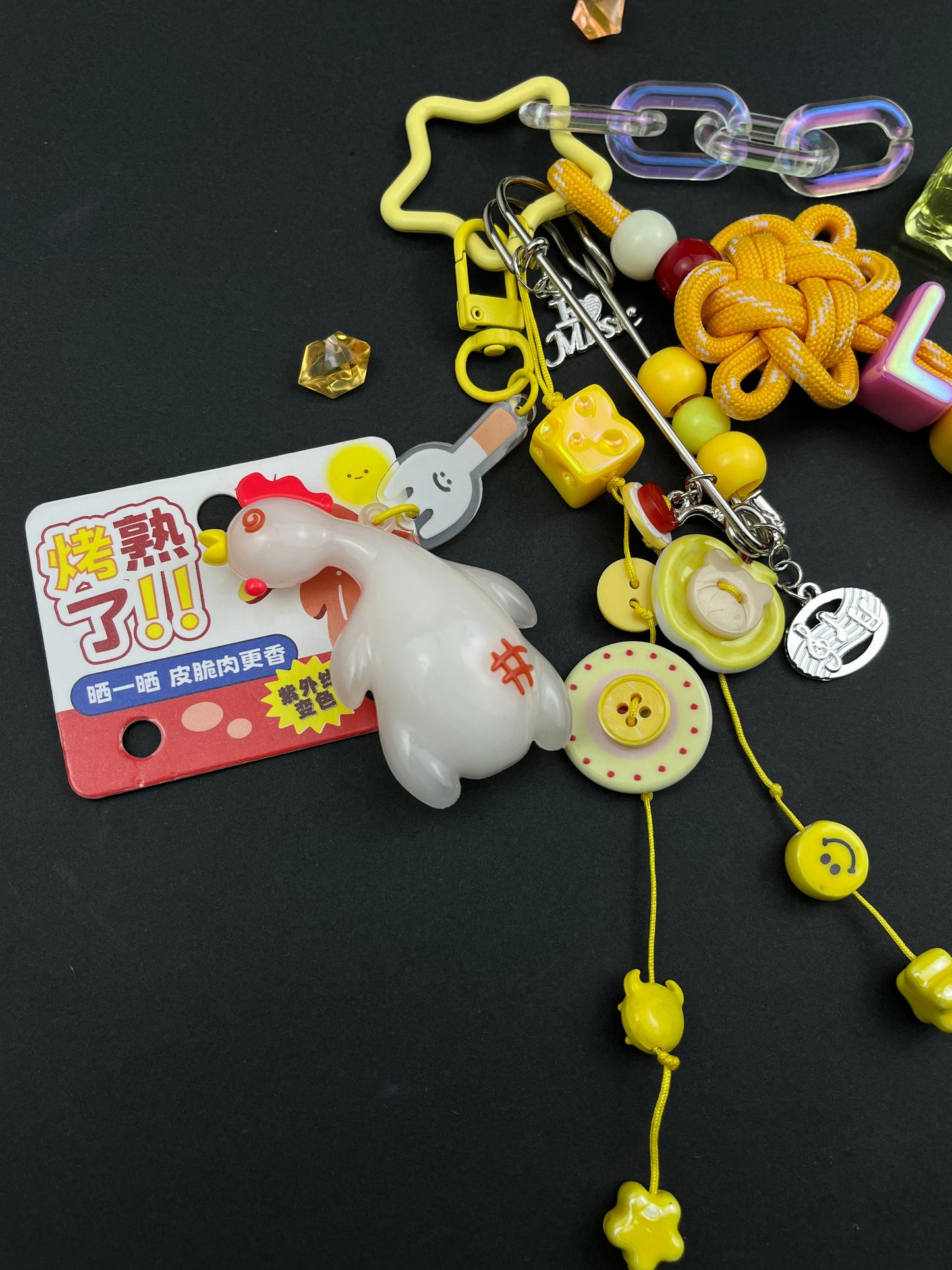 Cute roast duck “LUCKY” Keychain | Creative Charm Combination, Lovely & Eye - Catching