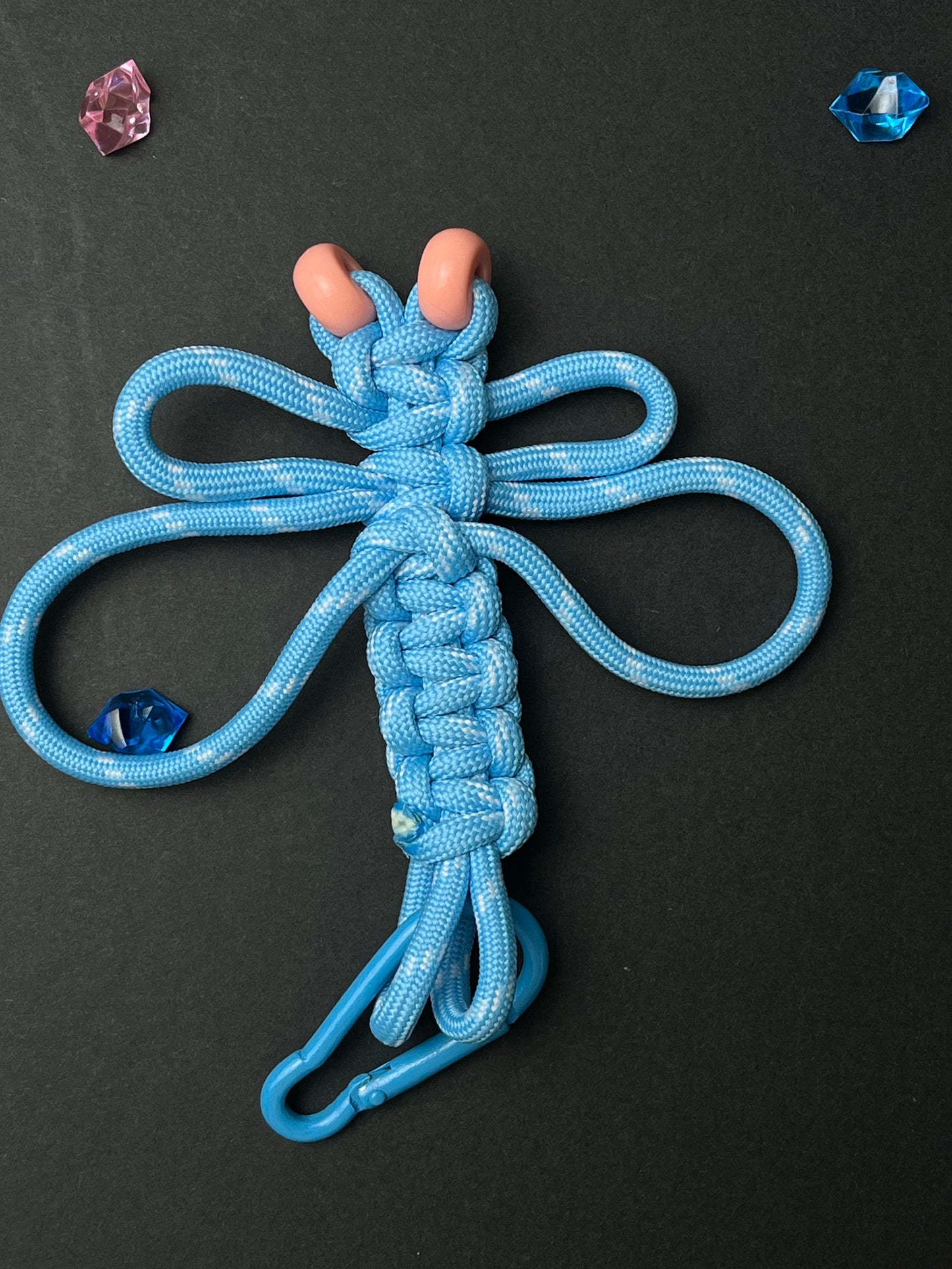 Handmade Blue Dragonfly Paracord Keychain