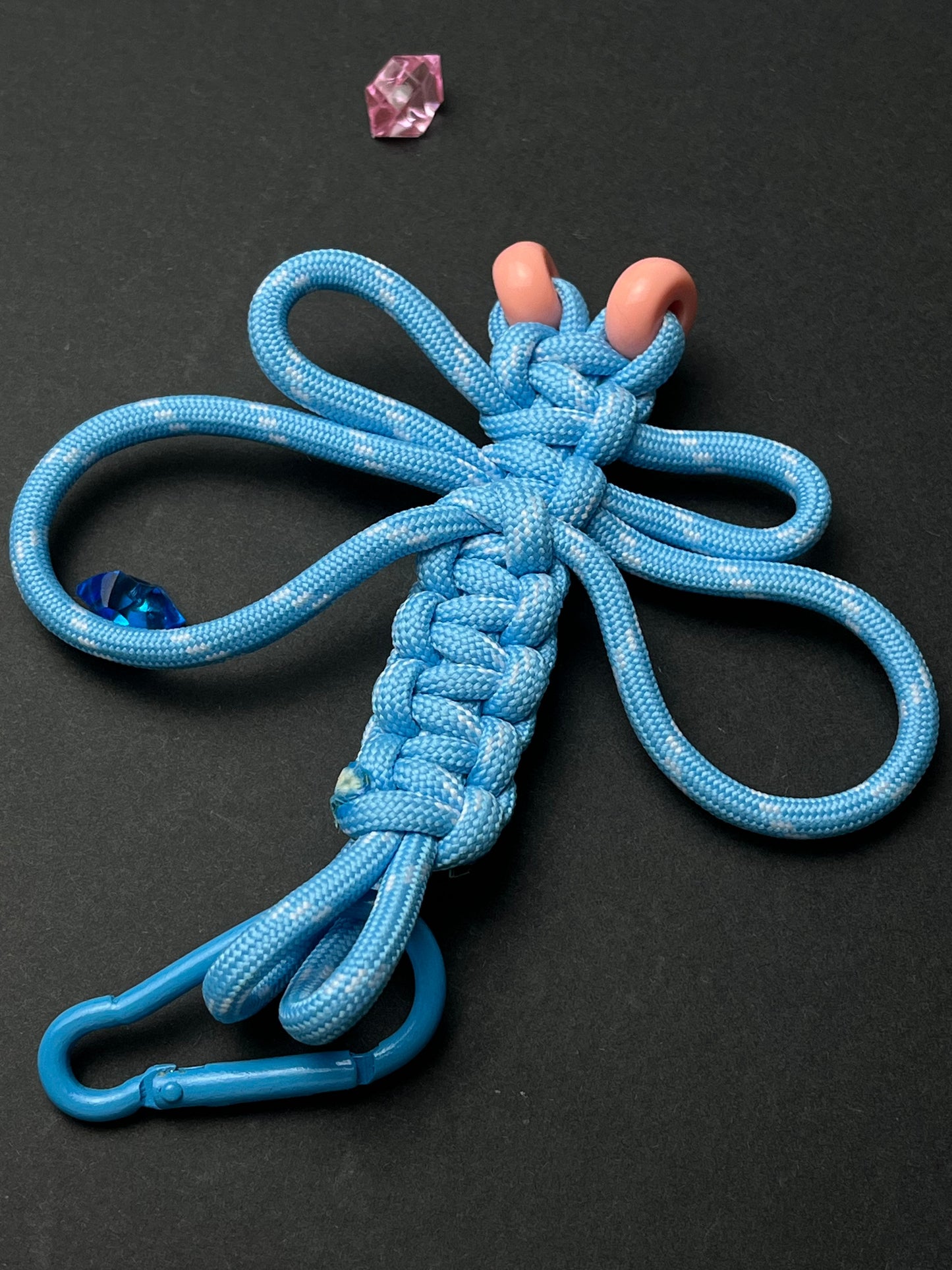 Handmade Blue Dragonfly Paracord Keychain
