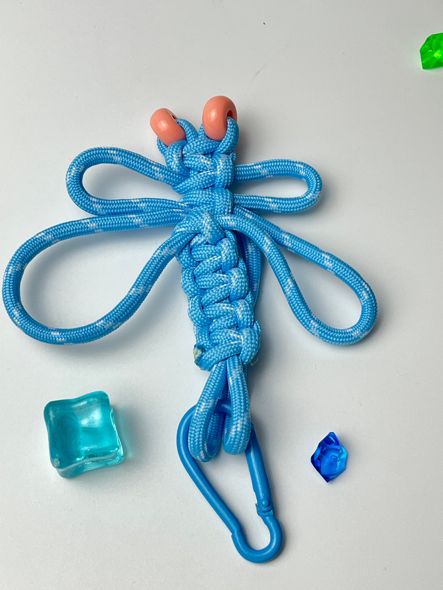 Handmade Blue Dragonfly Paracord Keychain