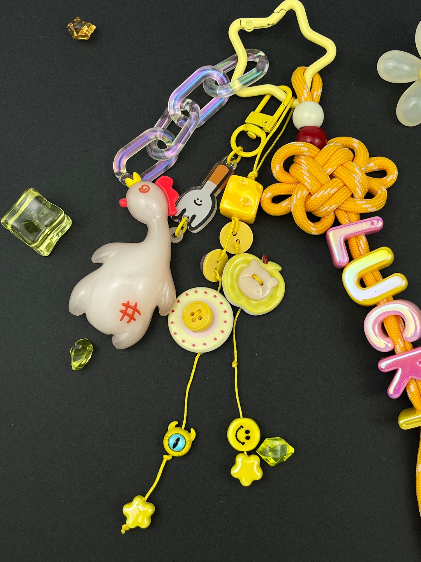 Cute roast duck “LUCKY” Keychain | Creative Charm Combination, Lovely & Eye - Catching