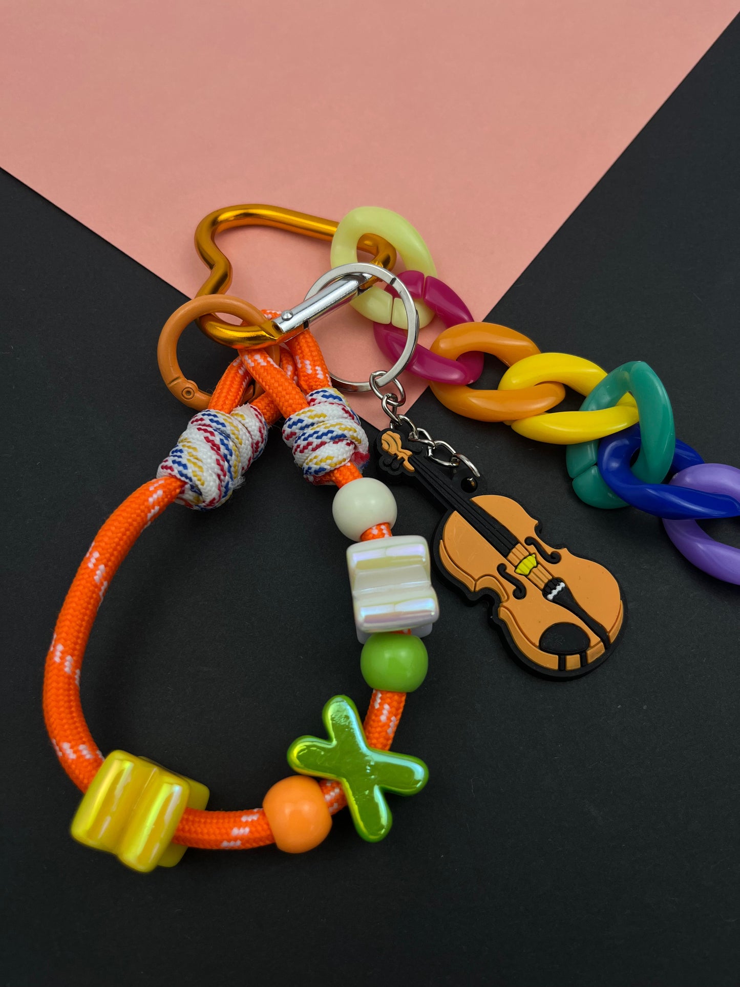Colorful Violin Charm Keychain | Trendy Color Scheme, Full of Music Vibe