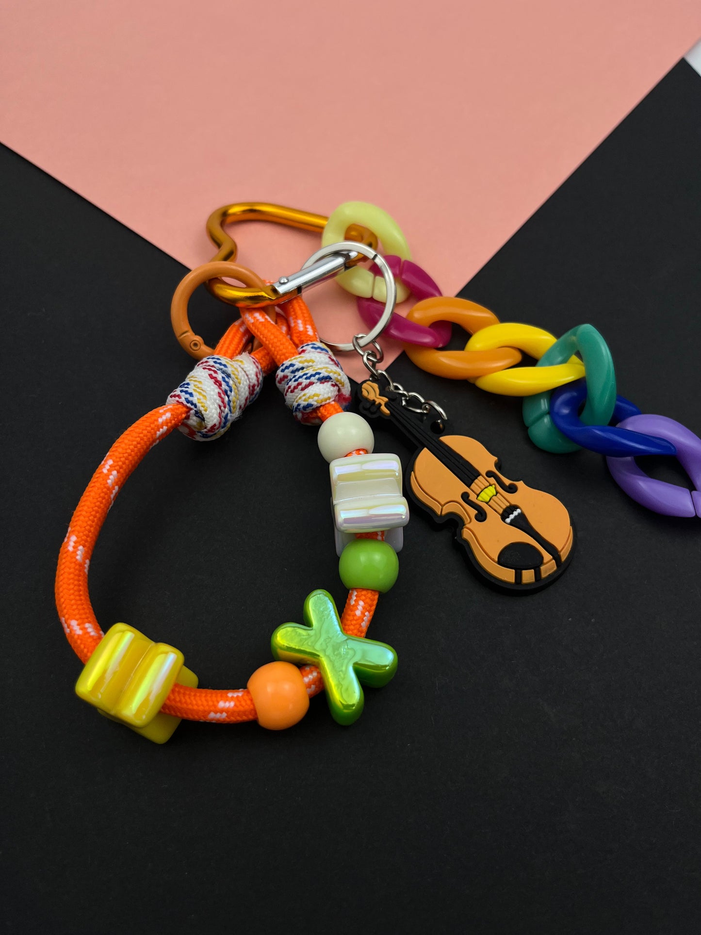 Colorful Violin Charm Keychain | Trendy Color Scheme, Full of Music Vibe