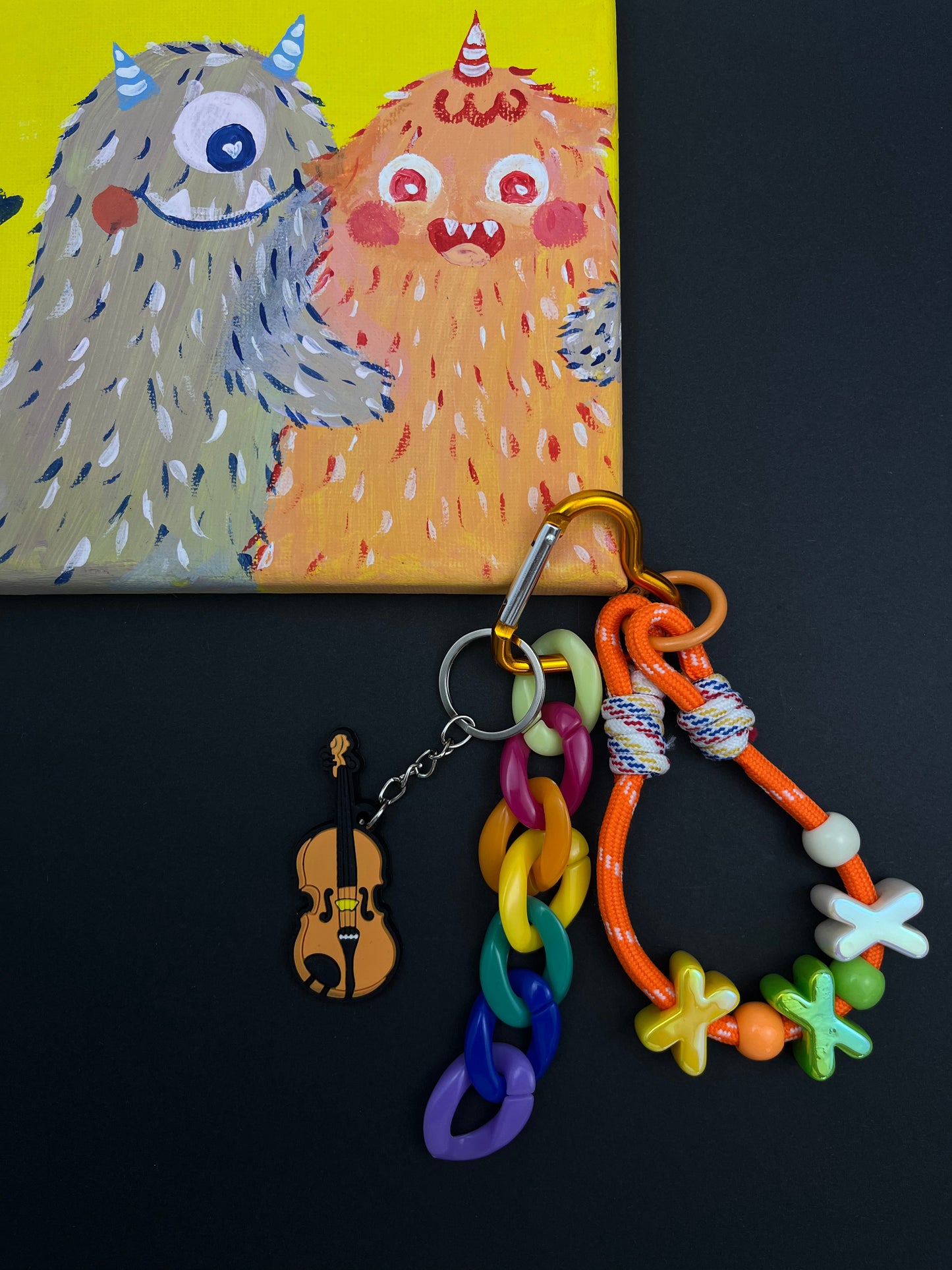 Colorful Violin Charm Keychain | Trendy Color Scheme, Full of Music Vibe
