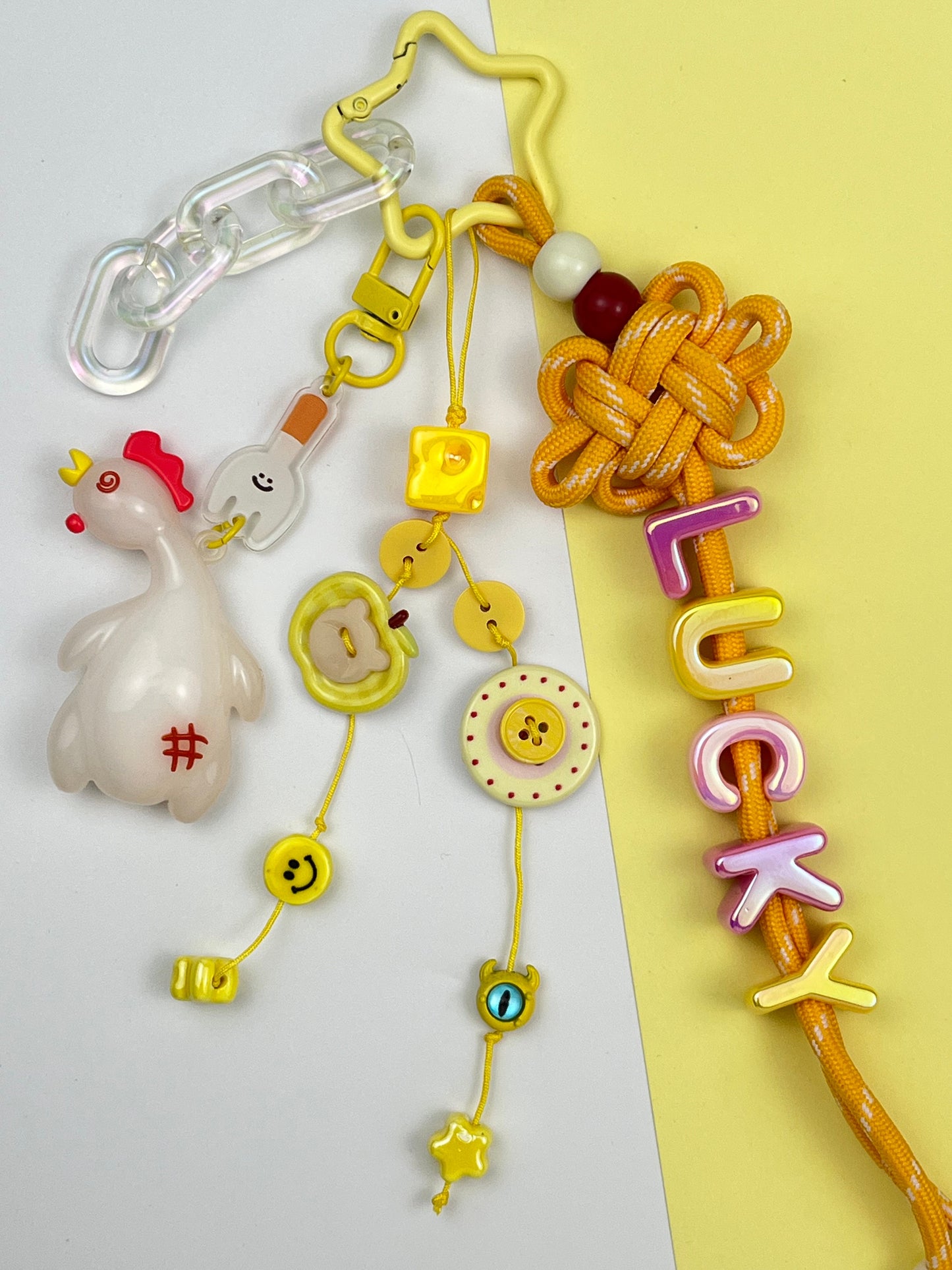 Cute roast duck “LUCKY” Keychain | Creative Charm Combination, Lovely & Eye - Catching