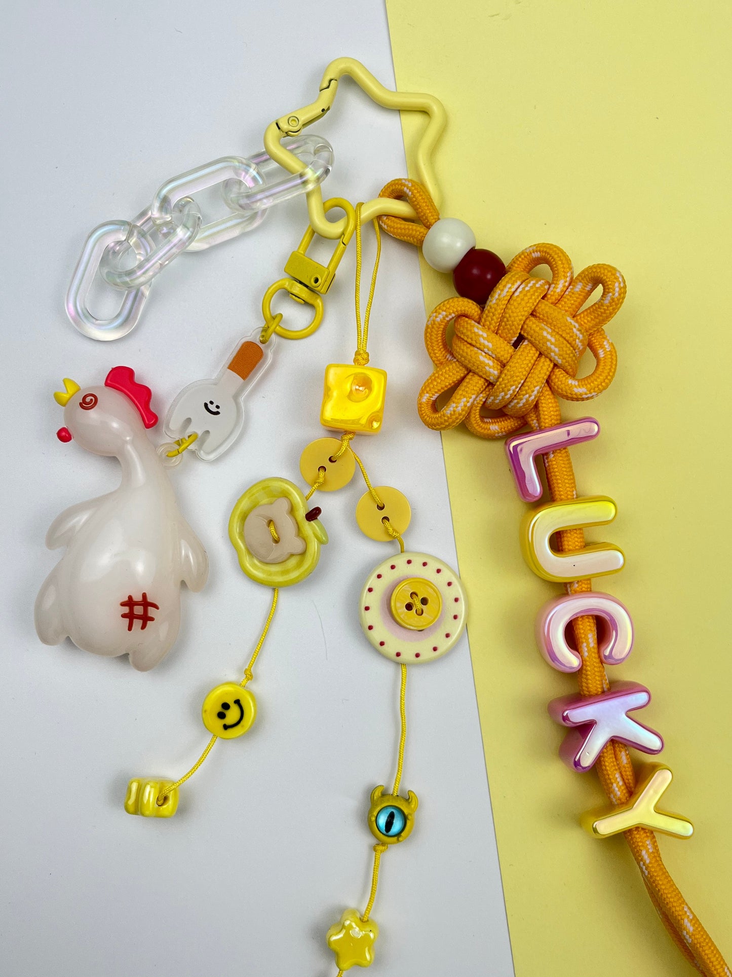 Cute roast duck “LUCKY” Keychain | Creative Charm Combination, Lovely & Eye - Catching