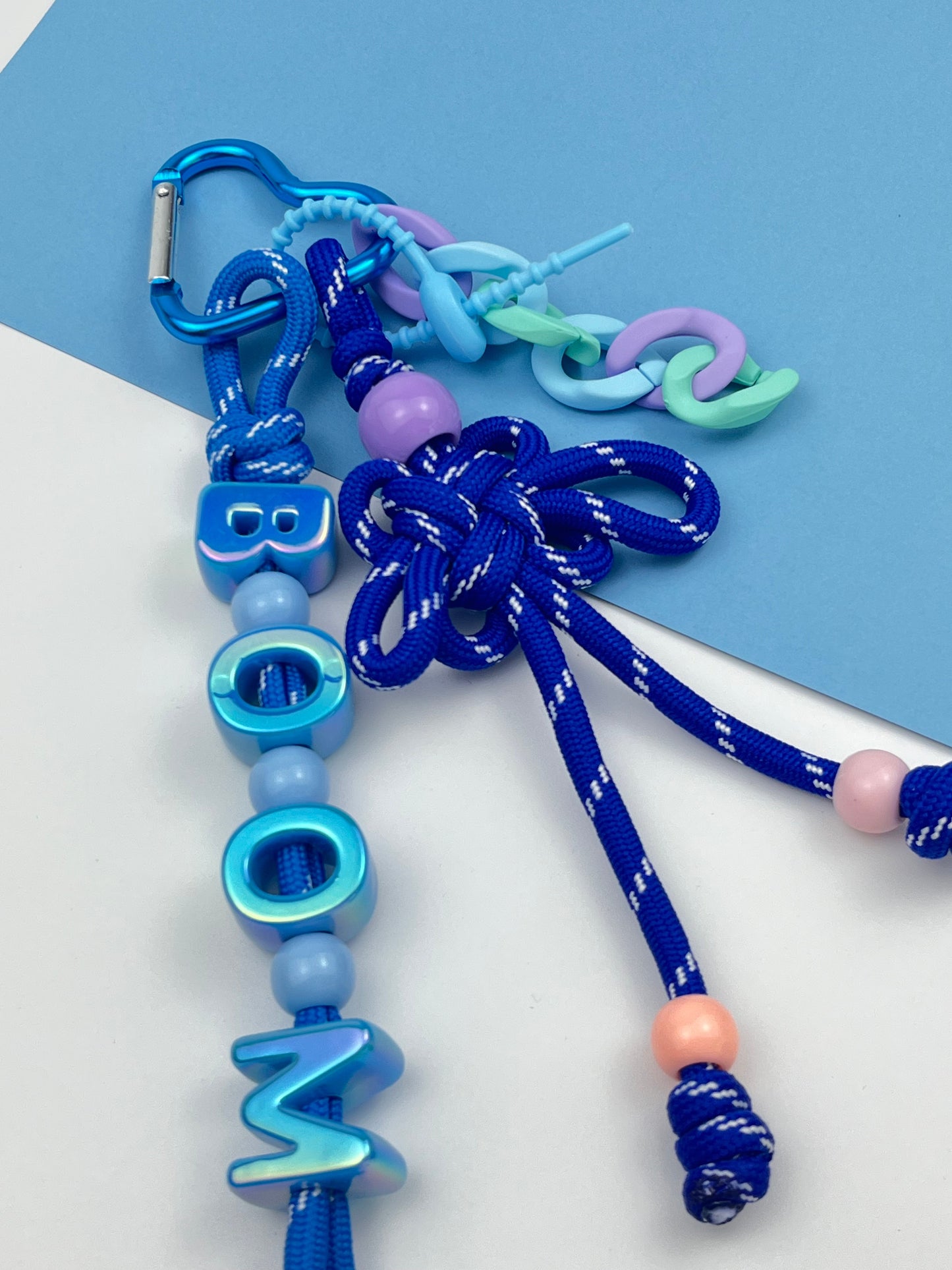 Colorful “BOOM” Knot Keychain | Gradient Color + Creative Charms, Trendy Vibe Overflowing