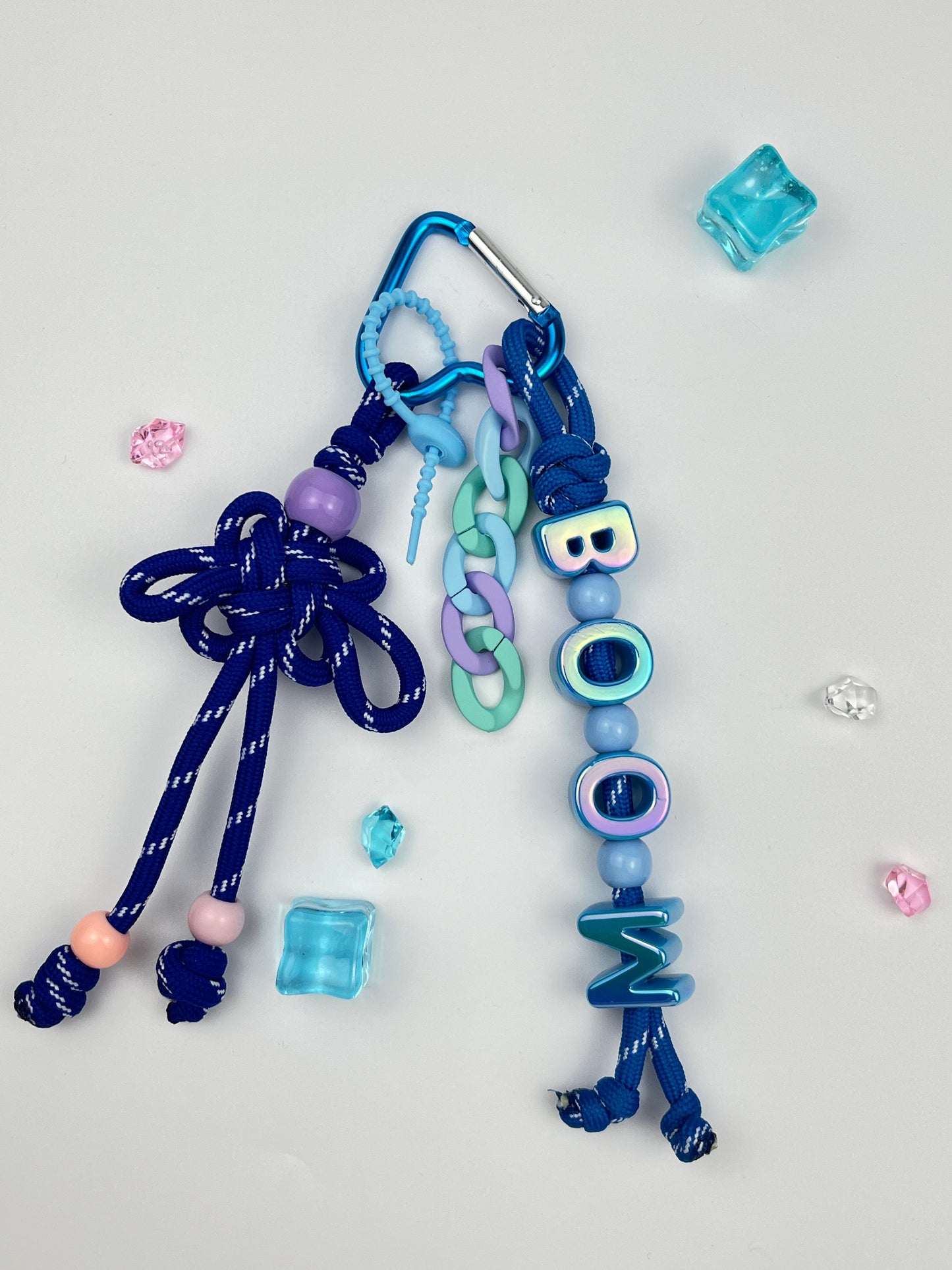 Colorful “BOOM” Knot Keychain | Gradient Color + Creative Charms, Trendy Vibe Overflowing