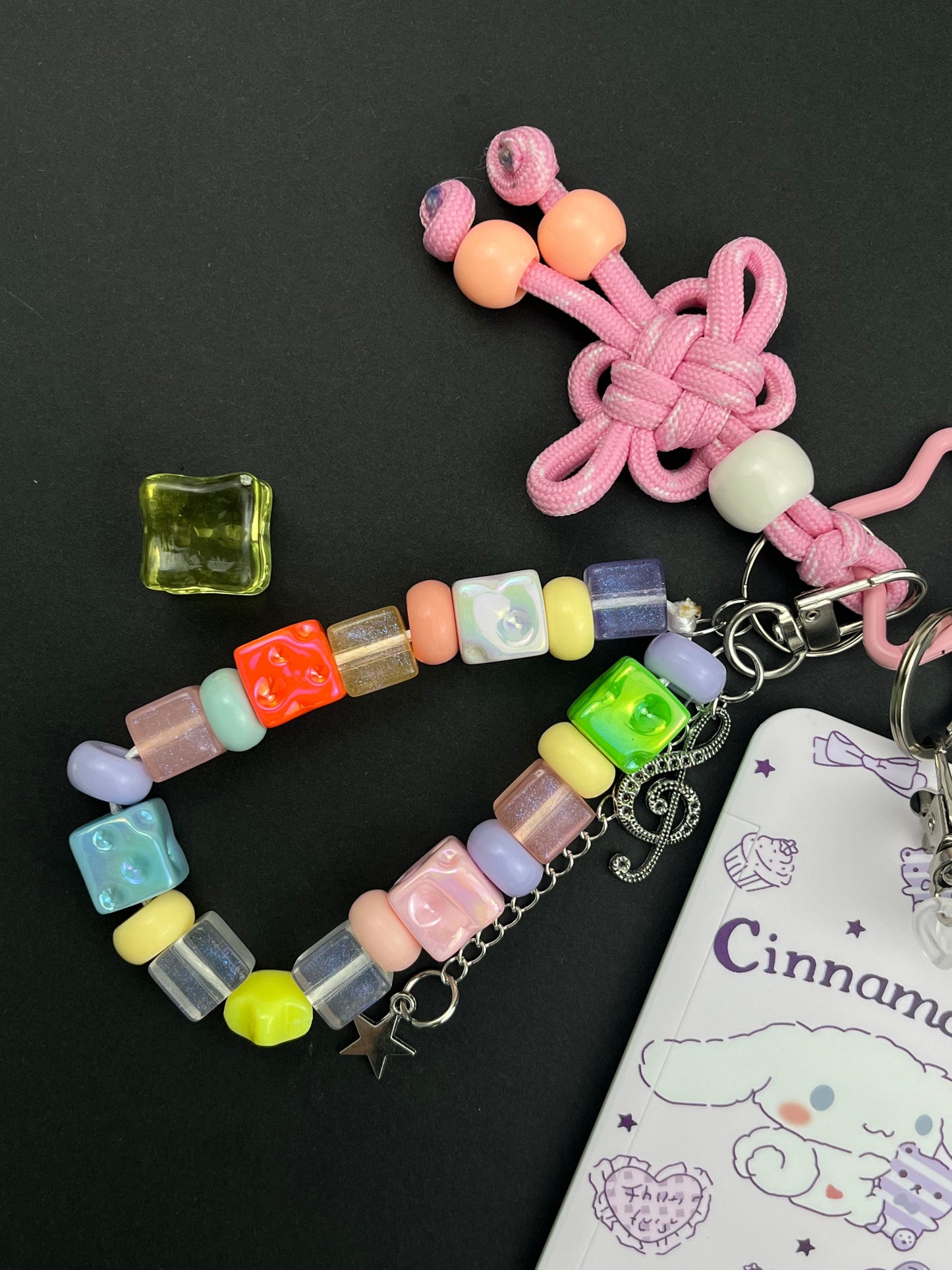 Cinnamoroll Card Holder Keychain | Colorful Beads + Cute Charms, Girlish Heart Overflowing