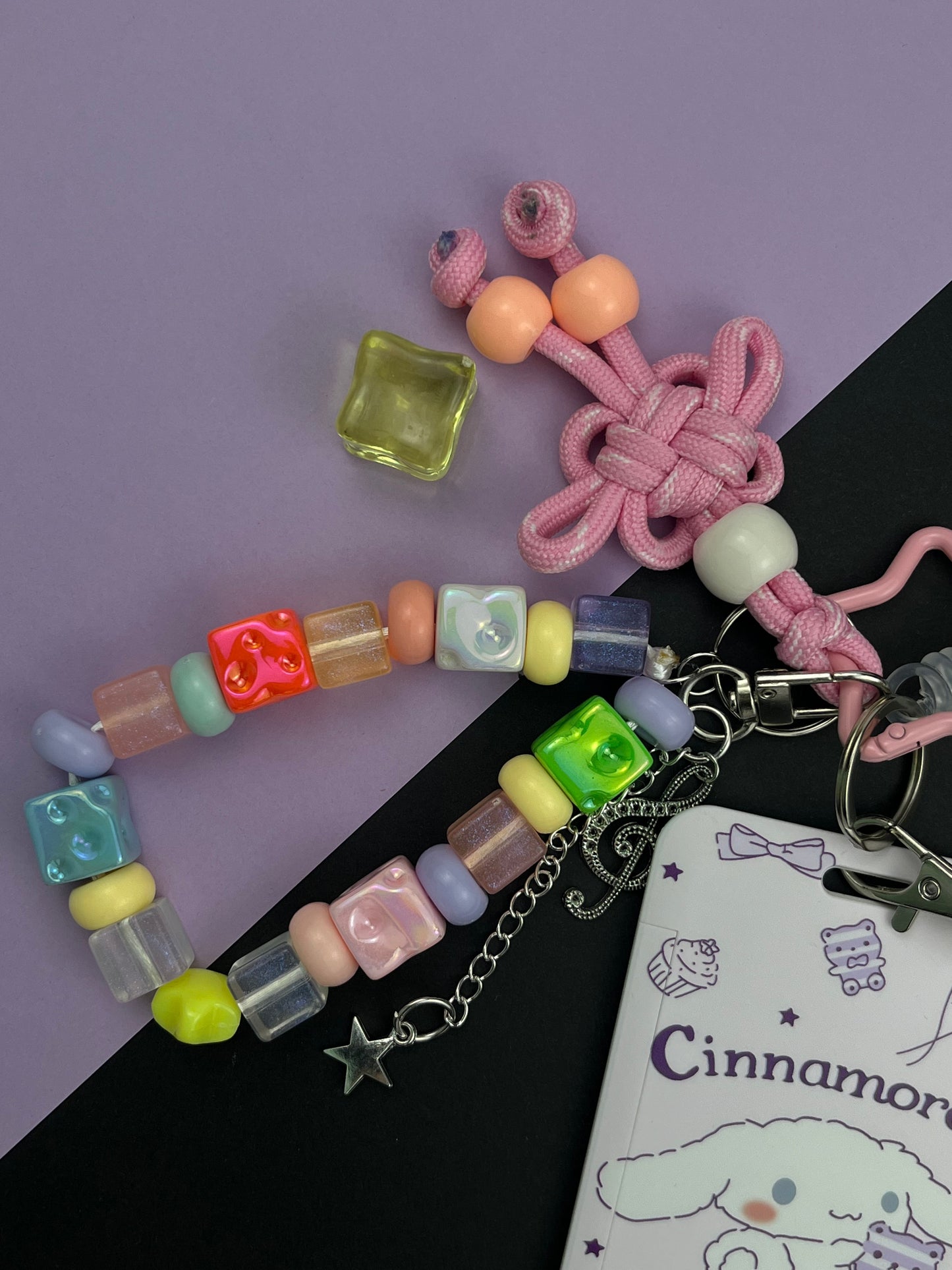 Cinnamoroll Card Holder Keychain | Colorful Beads + Cute Charms, Girlish Heart Overflowing