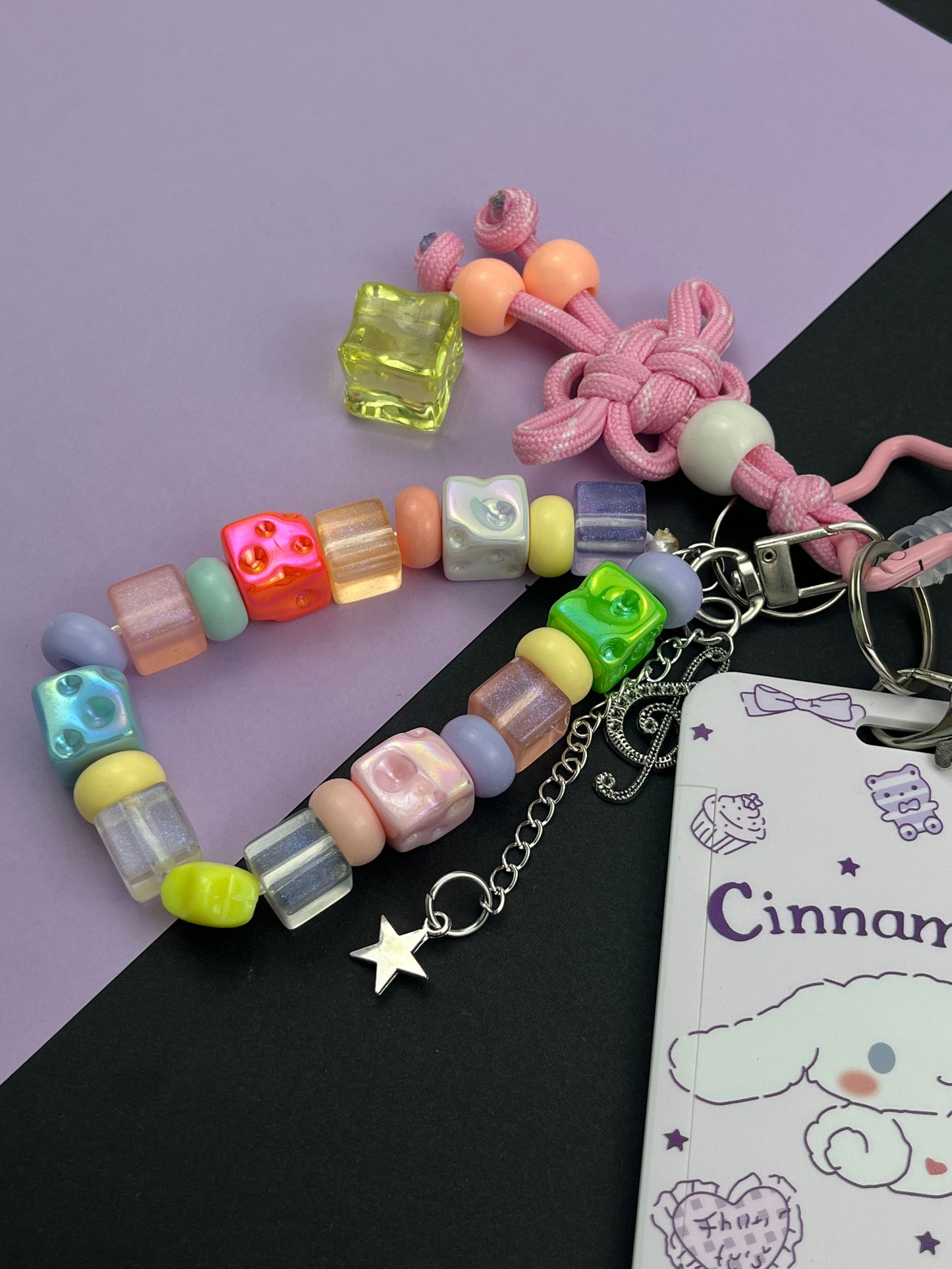 Cinnamoroll Card Holder Keychain | Colorful Beads + Cute Charms, Girlish Heart Overflowing
