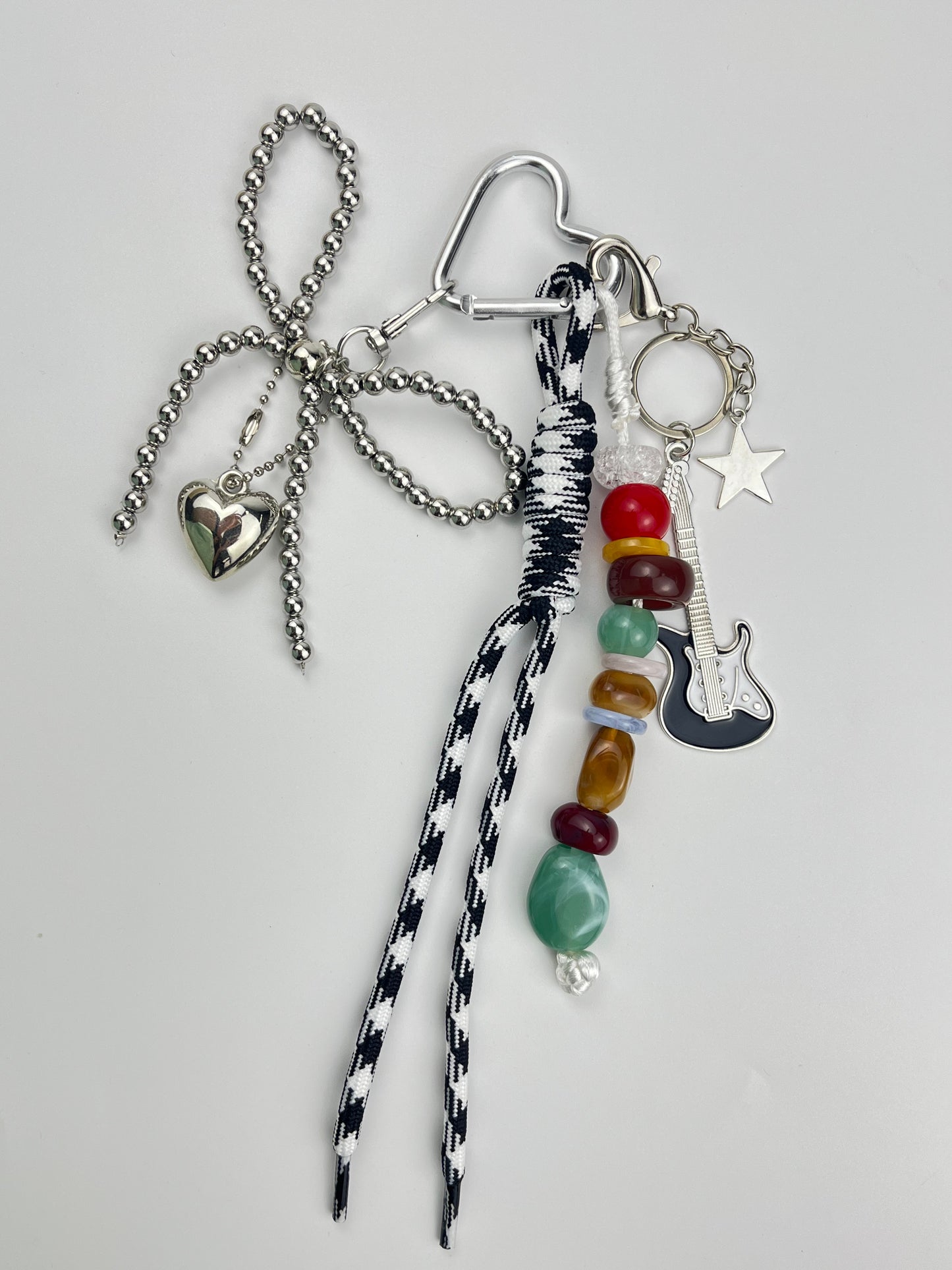 Trendy Rock - Style Keychain | Guitar Beads + Metal Charms, Personality On - Stage
