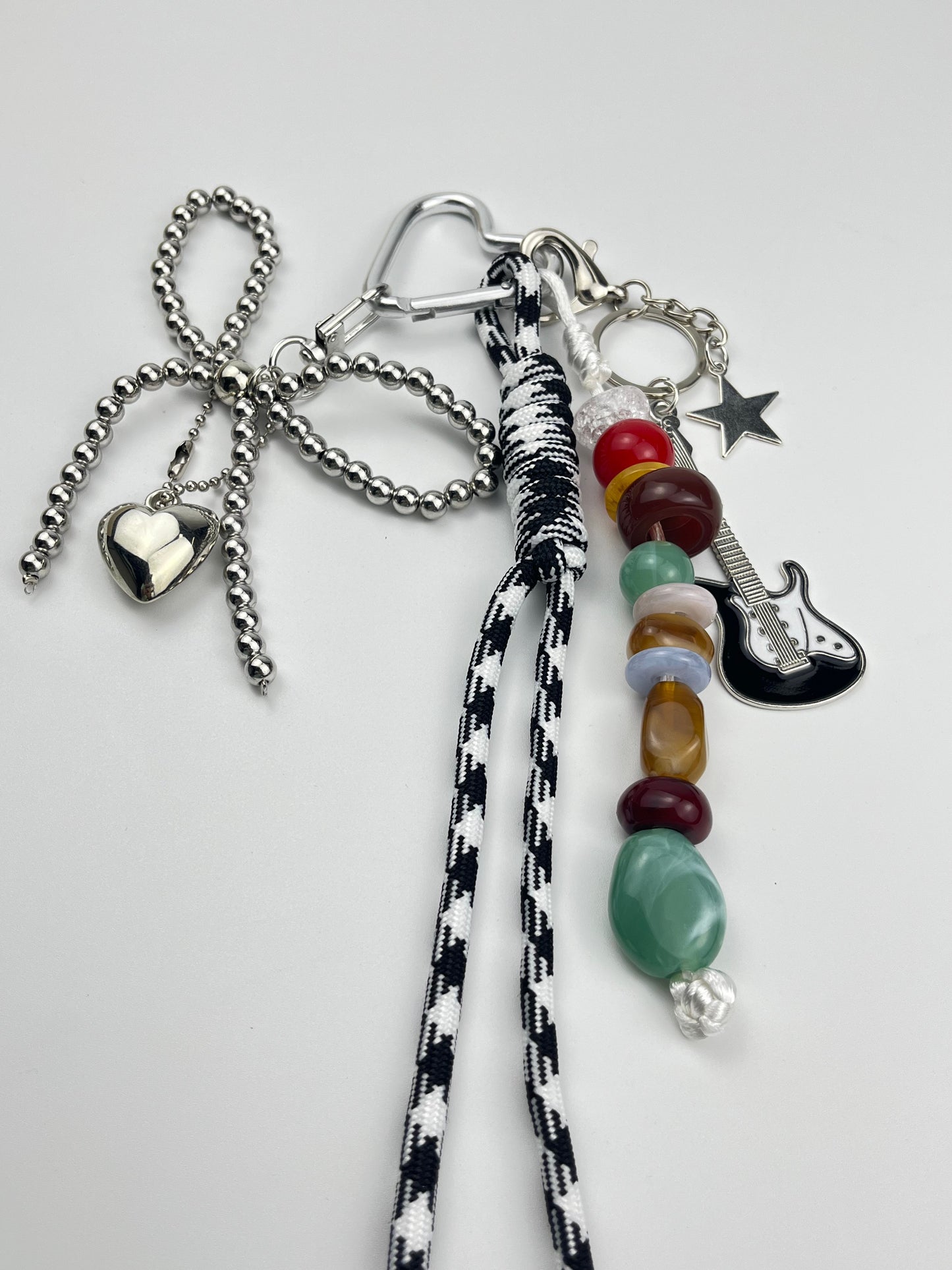 Trendy Rock - Style Keychain | Guitar Beads + Metal Charms, Personality On - Stage