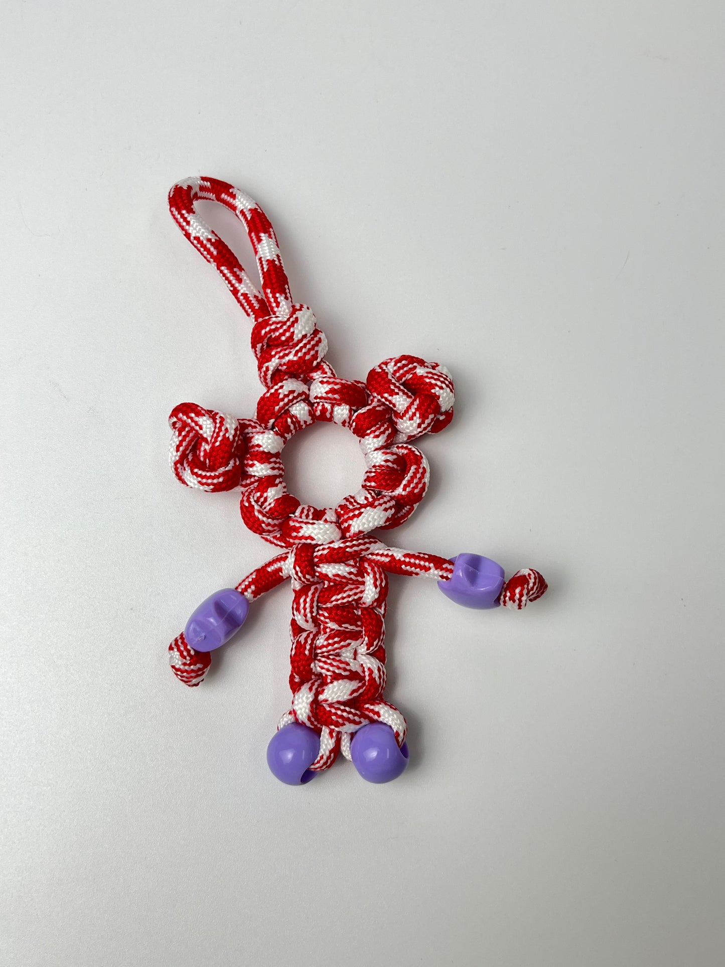 Handmade Paracord Bear Keychain, Cute Color - Blocking Charm