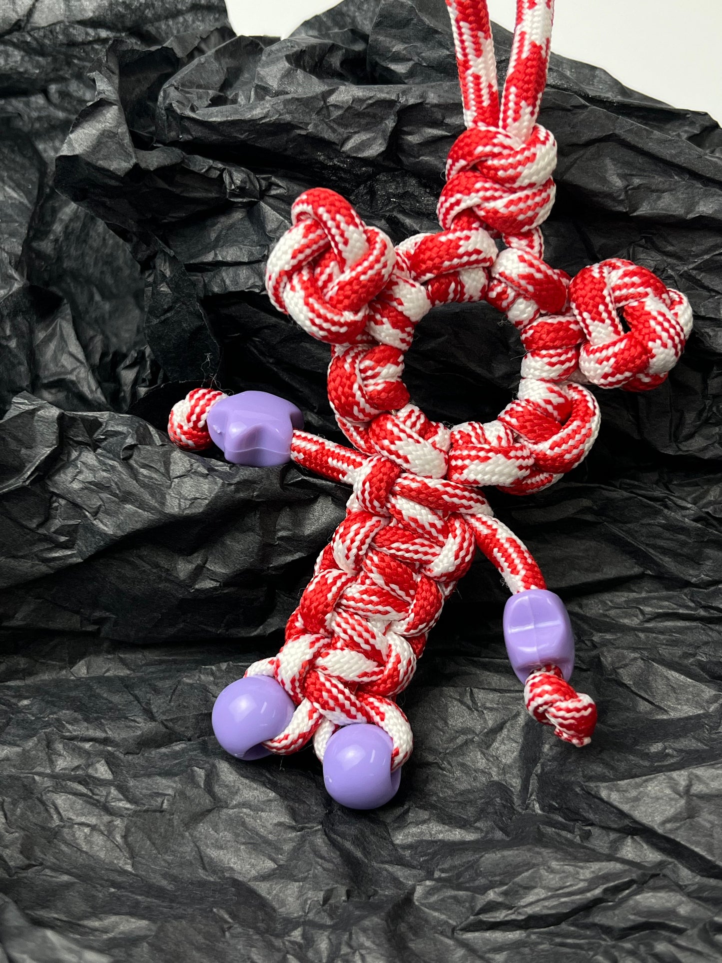 Handmade Paracord Bear Keychain, Cute Color - Blocking Charm