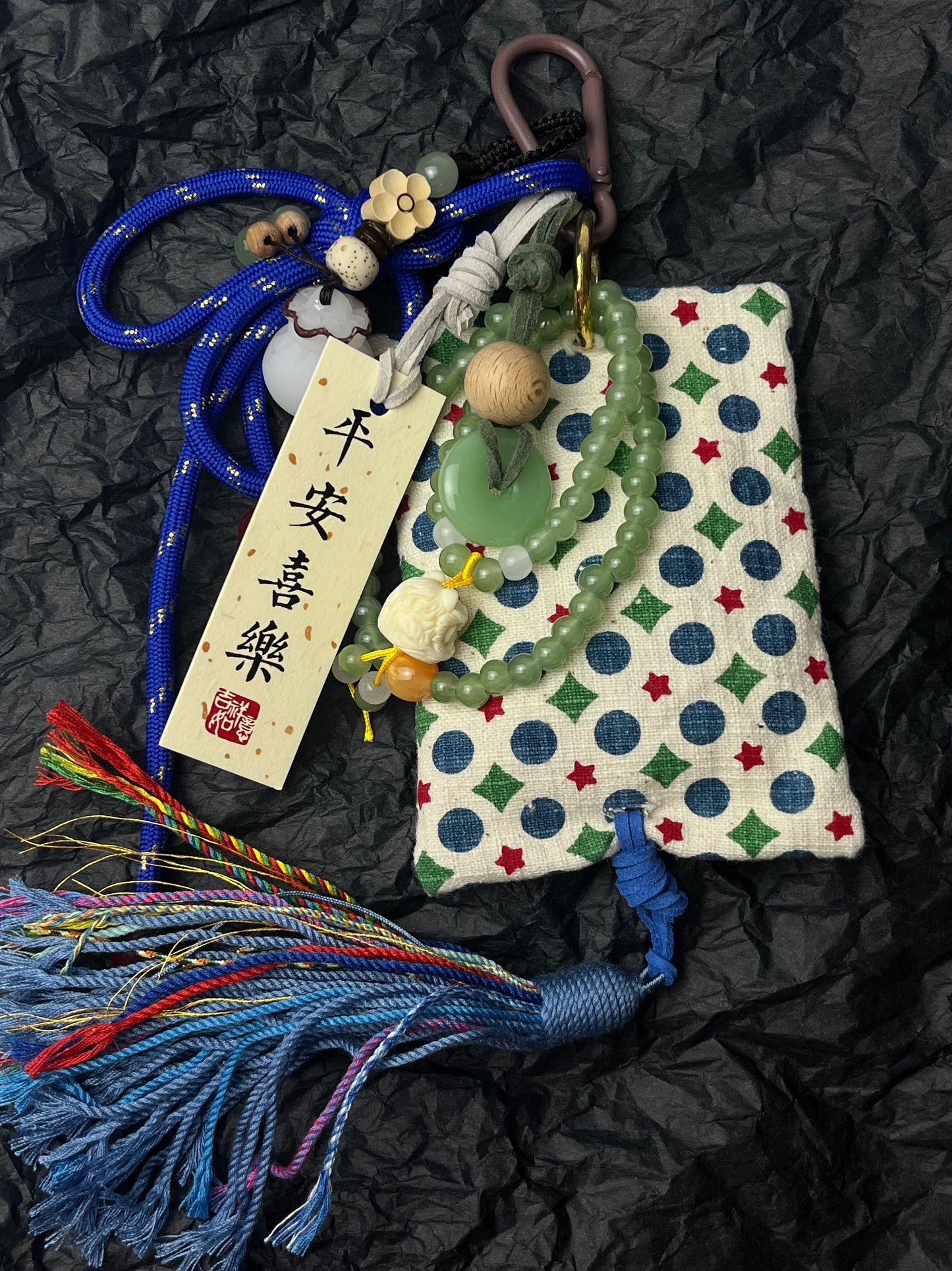Handmade Paracord Blessing Ornament | “Peace and Joy” Jade Gourd Woven Pendant