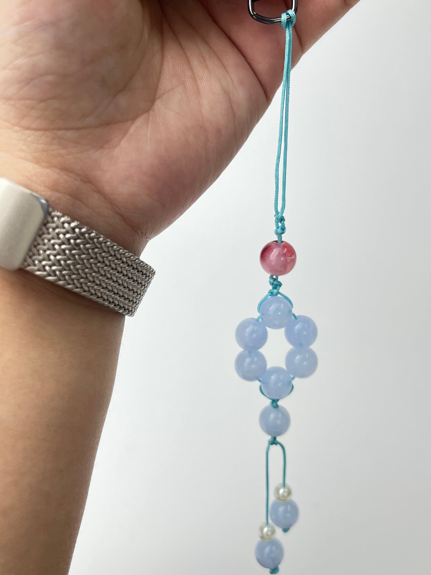 Handmade Jade Thread Light Blue Jade Phone Charm, Fresh Anti - Loss Accessory