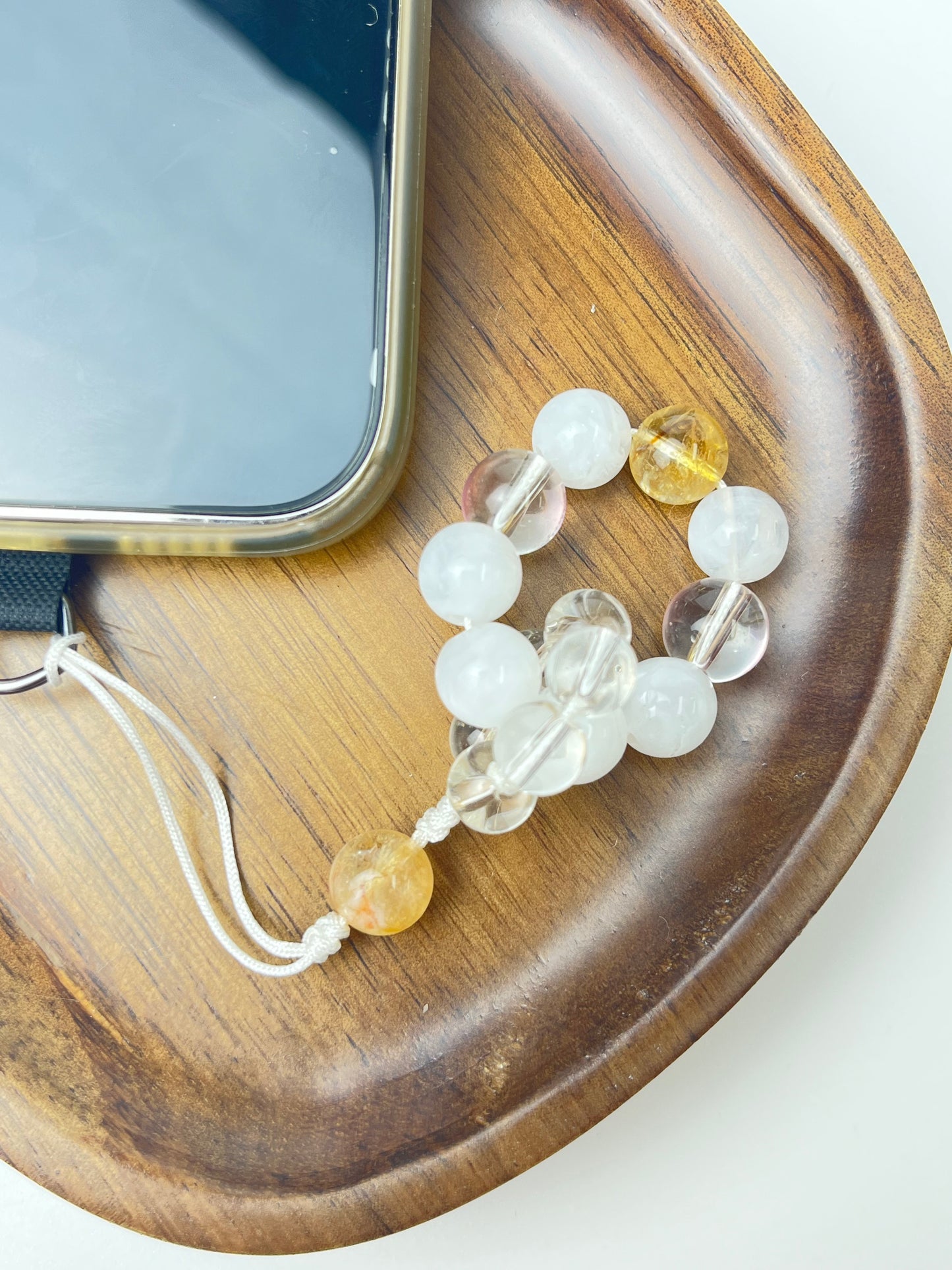 Handmade Jade Thread Multigem Crystal Phone Charm, Transparent & Healing Anti - Loss Accessory