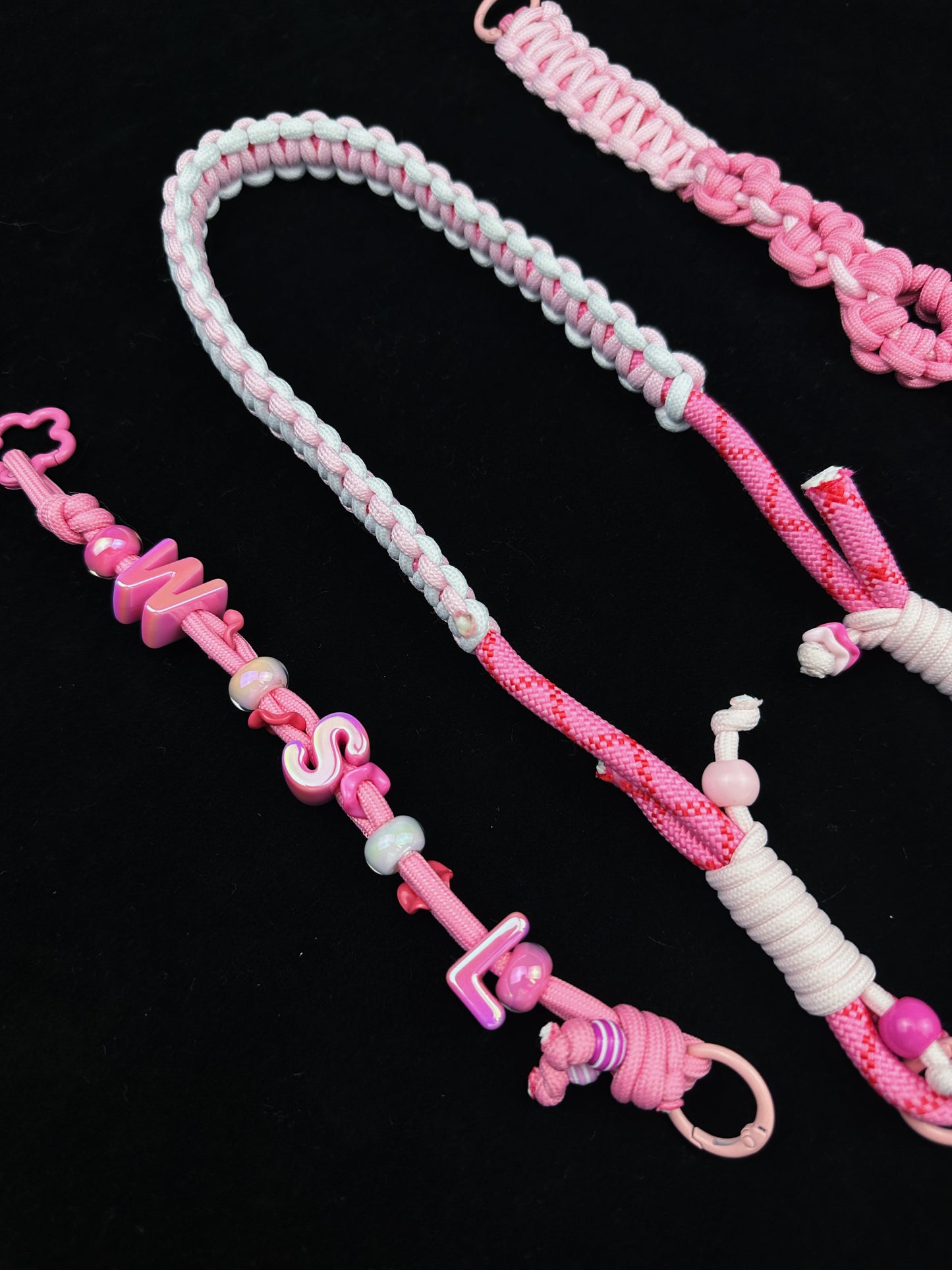 Pink paracord lanyard size reference with coin — SHENG