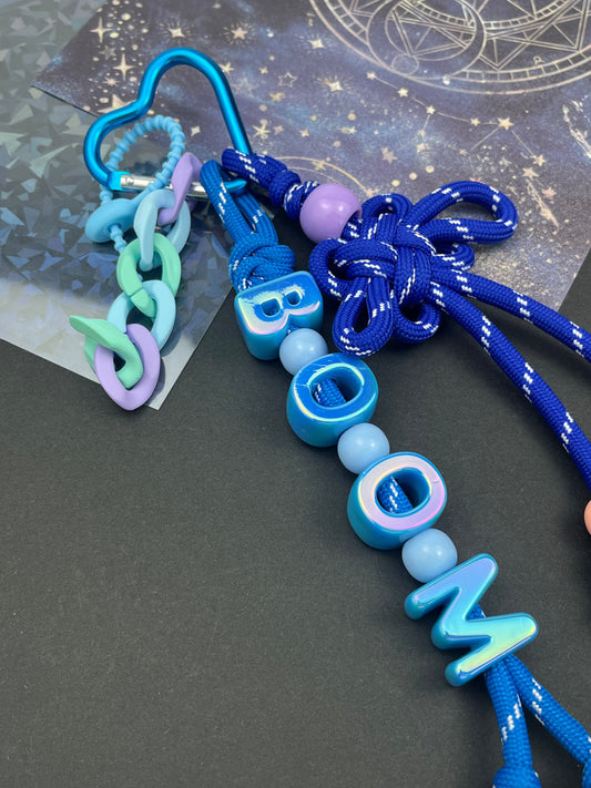 Colorful “BOOM” Knot Keychain | Gradient Color + Creative Charms, Trendy Vibe Overflowing