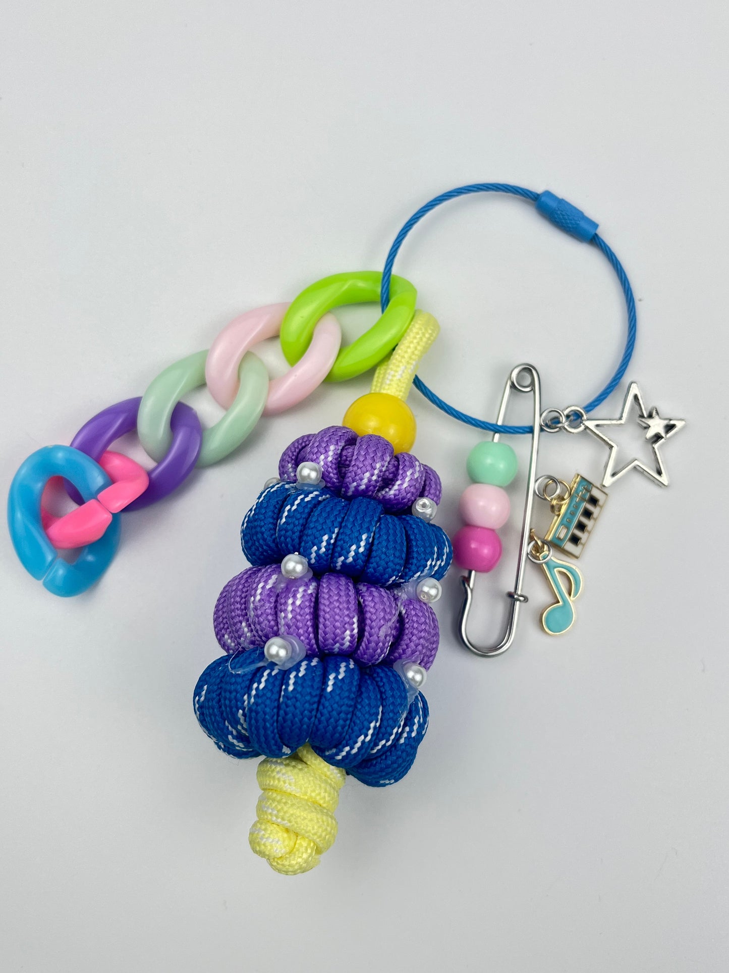 Macaron - Colored Rope - Woven Keychain | Colorful Chains + Music Charms, Full of Sweet - Cool Vibe