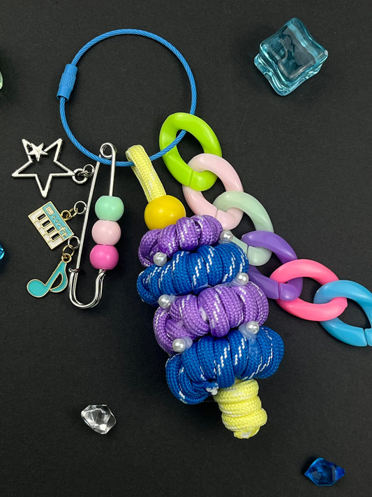 Macaron - Colored Rope - Woven Keychain | Colorful Chains + Music Charms, Full of Sweet - Cool Vibe