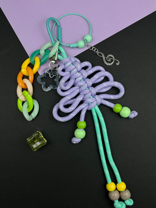 Pastel Chinese Knot Keychain: Colorful Charms & Music Note