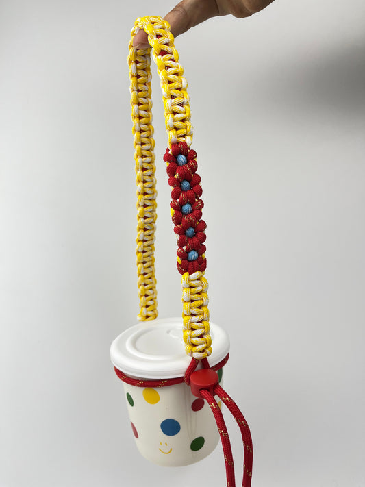 Hand - woven Flower - Patterned Paracord Cup Holder | Creative Portable Water Cup Strap