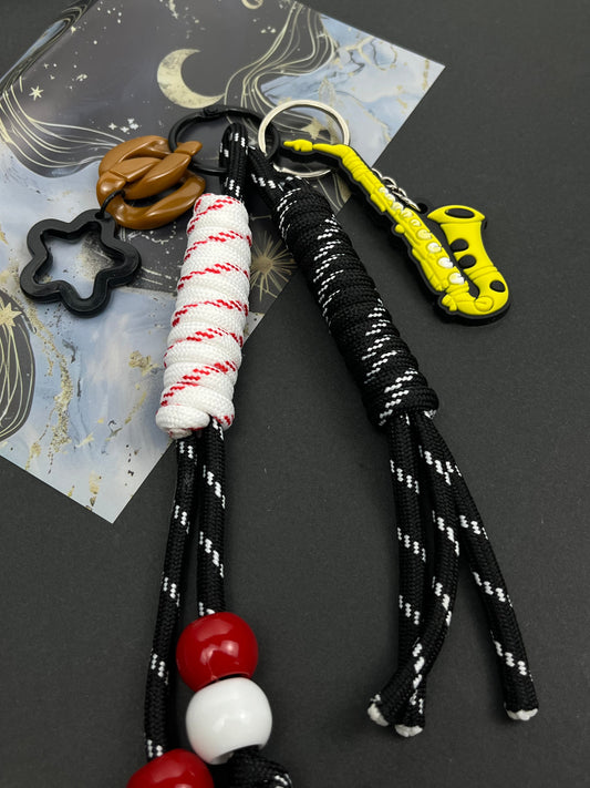 Cool Saxophone Keychain | Woven Rope + Creative Charms, Full of Music Vibe