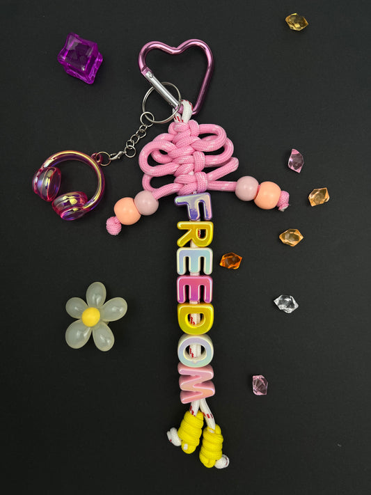 Pink “FREEDOM” Keychain: Sweet & Stylish Accessory